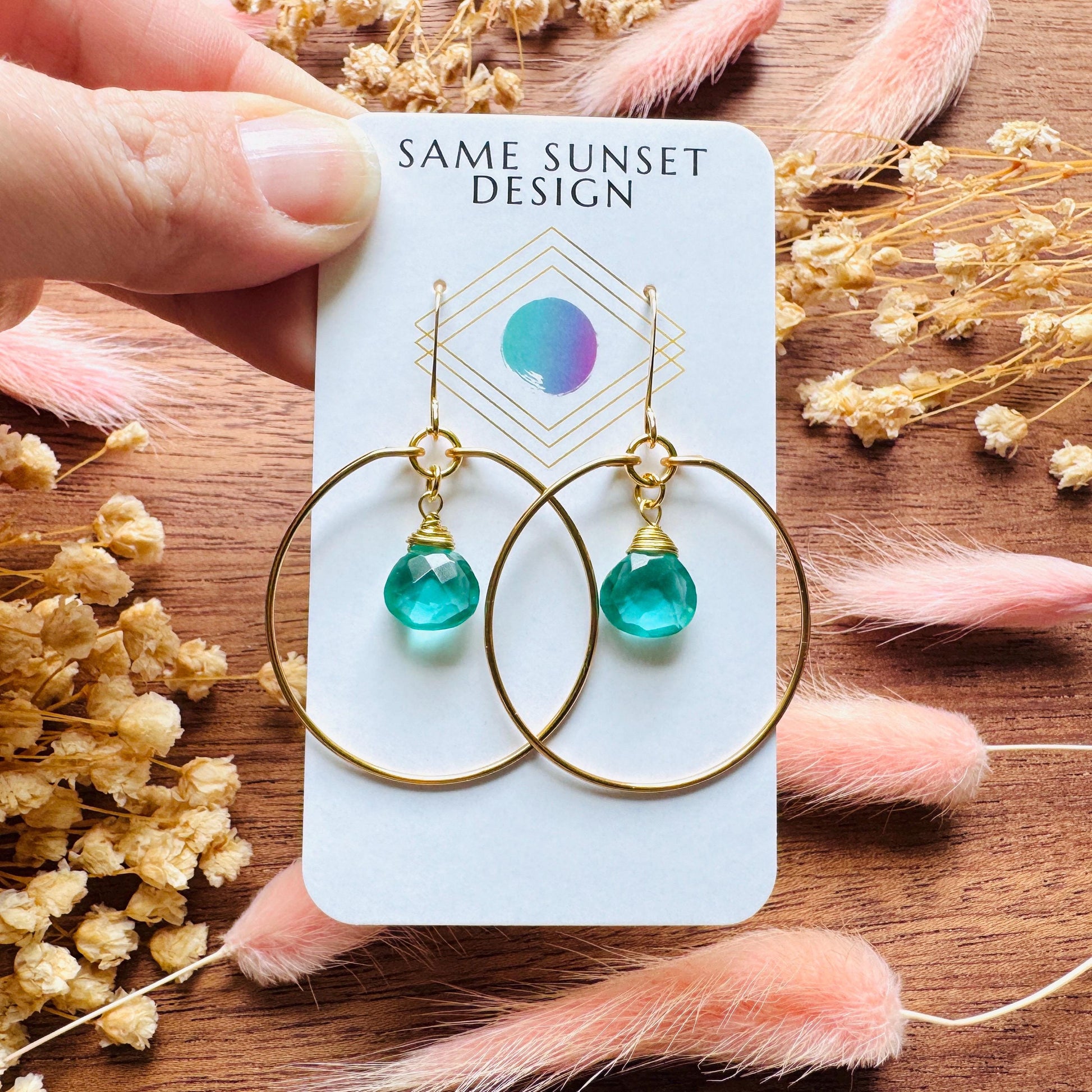Apatite Earrings, Green Earrings, Natural Gemstone Jewelry, Wedding Jewelry, Gold Hoop Earrings for Women, Boho Chic, Mothers Day Gift Ideas