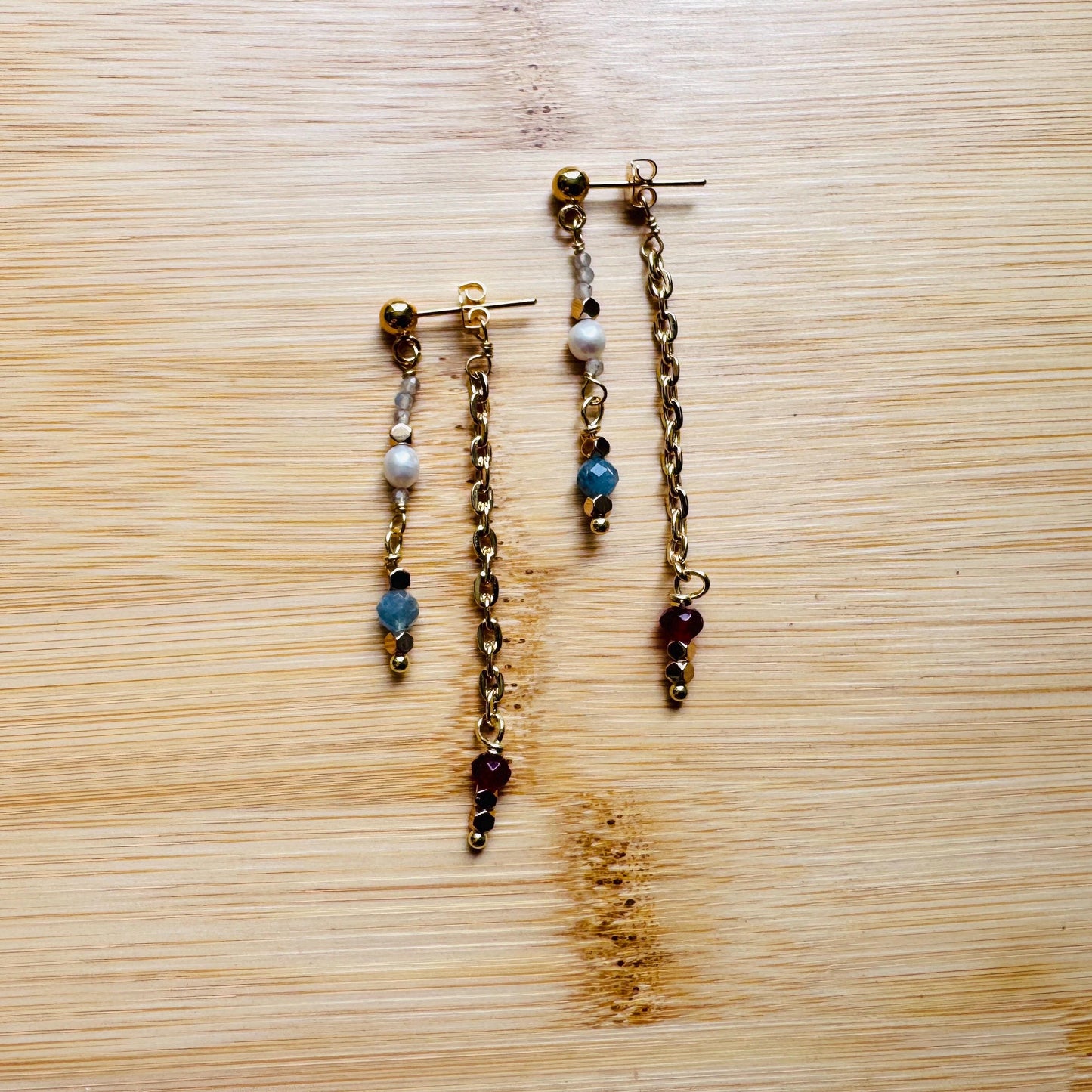 Garnet Earrings, Freshwater Pearl Studs Small, Aquamarine Earrings, Wedding Jewelry, January Earrings, Gemstone Earrings, Boho Chic