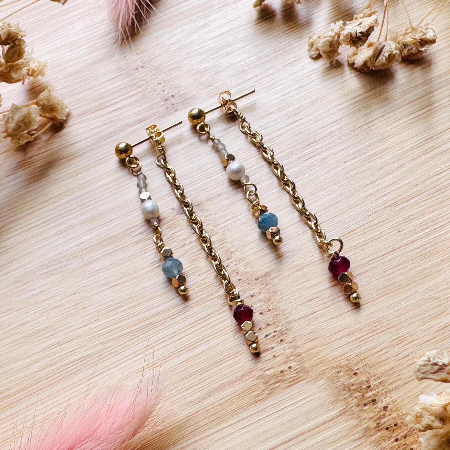 Garnet Earrings, Freshwater Pearl Studs Small, Aquamarine Earrings, Wedding Jewelry, January Earrings, Gemstone Earrings, Boho Chic