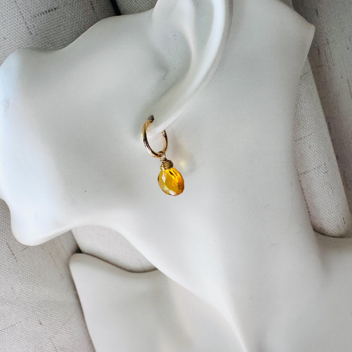 Citrine Earrings, Huggie Hoop Jewelry, Springtime Earrings, Gold Earrings, Boho Chic, Mothers Day Gift From Daughter, Trendy Jewelry 2026