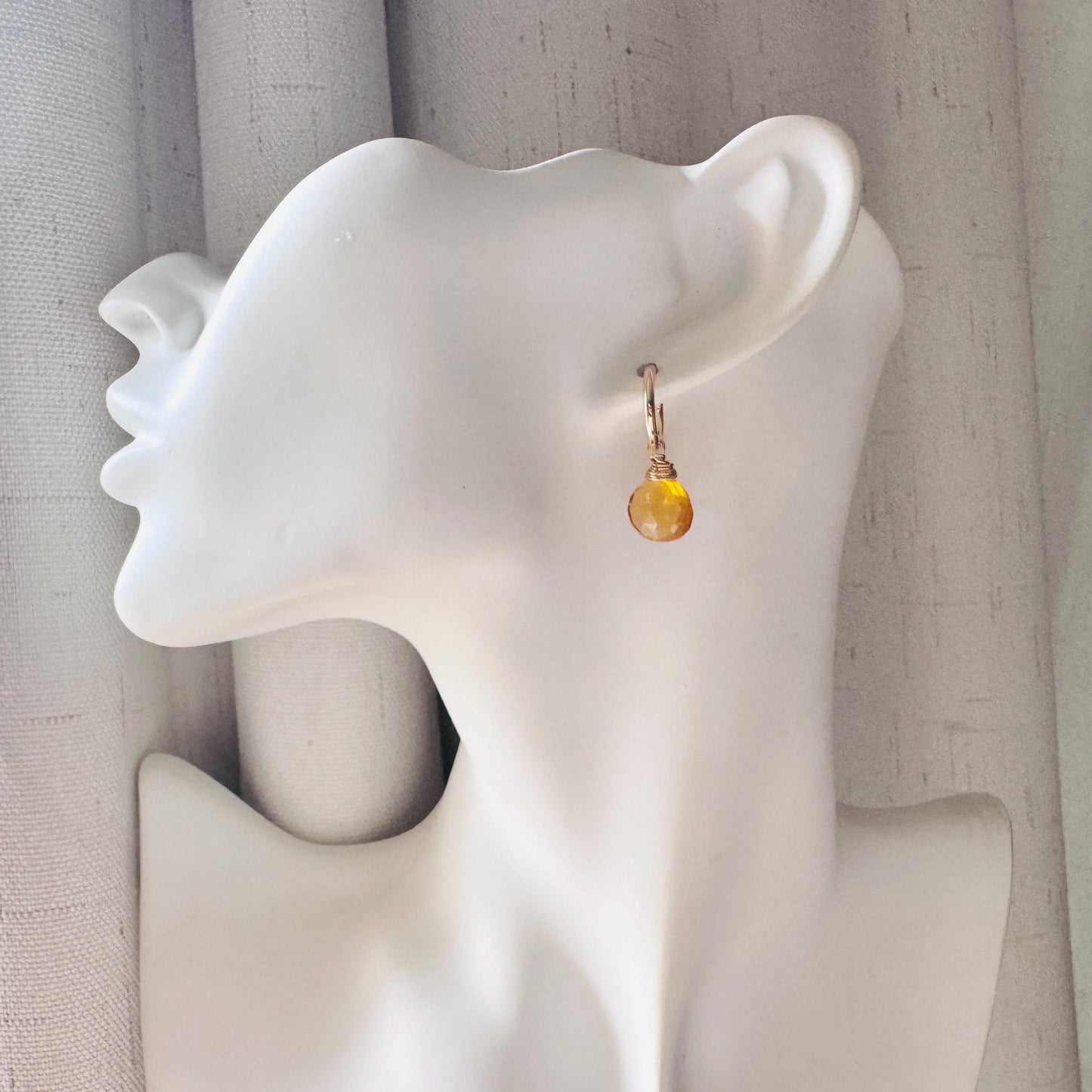 Citrine Earrings, Huggie Hoop Jewelry, Springtime Earrings, Gold Earrings, Boho Chic, Mothers Day Gift From Daughter, Trendy Jewelry 2026