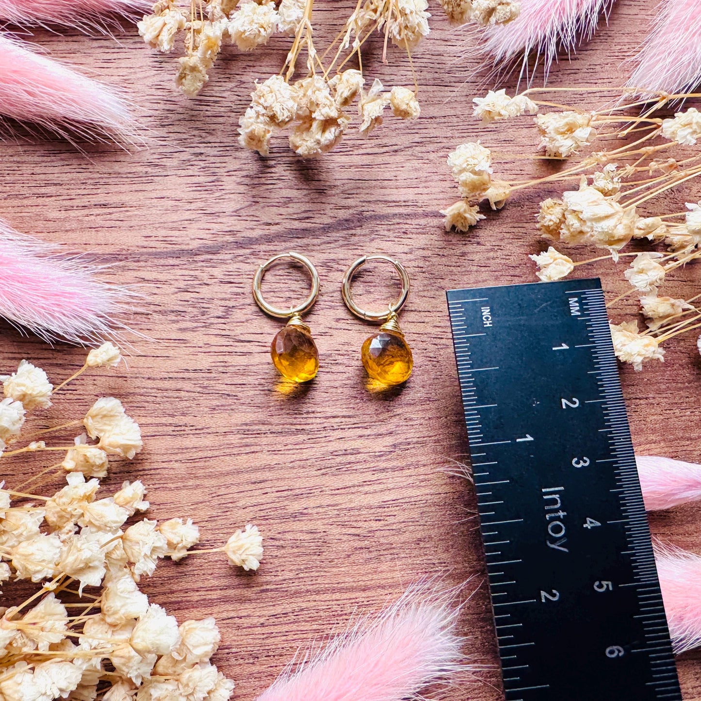 Citrine Earrings, Huggie Hoop Jewelry, Springtime Earrings, Gold Earrings, Boho Chic, Mothers Day Gift From Daughter, Trendy Jewelry 2026