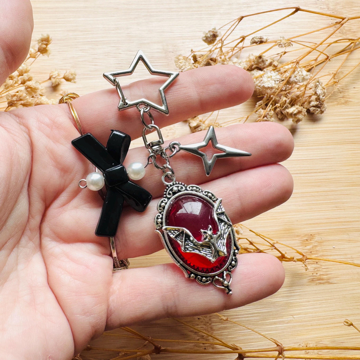 Bat Keychain, Purse Charm, Bag Charm, Star Keychain, Backpack Accessories, Goth Bag Charm, Coquette Gifts for Girls, Mothers Day Gift Ideas