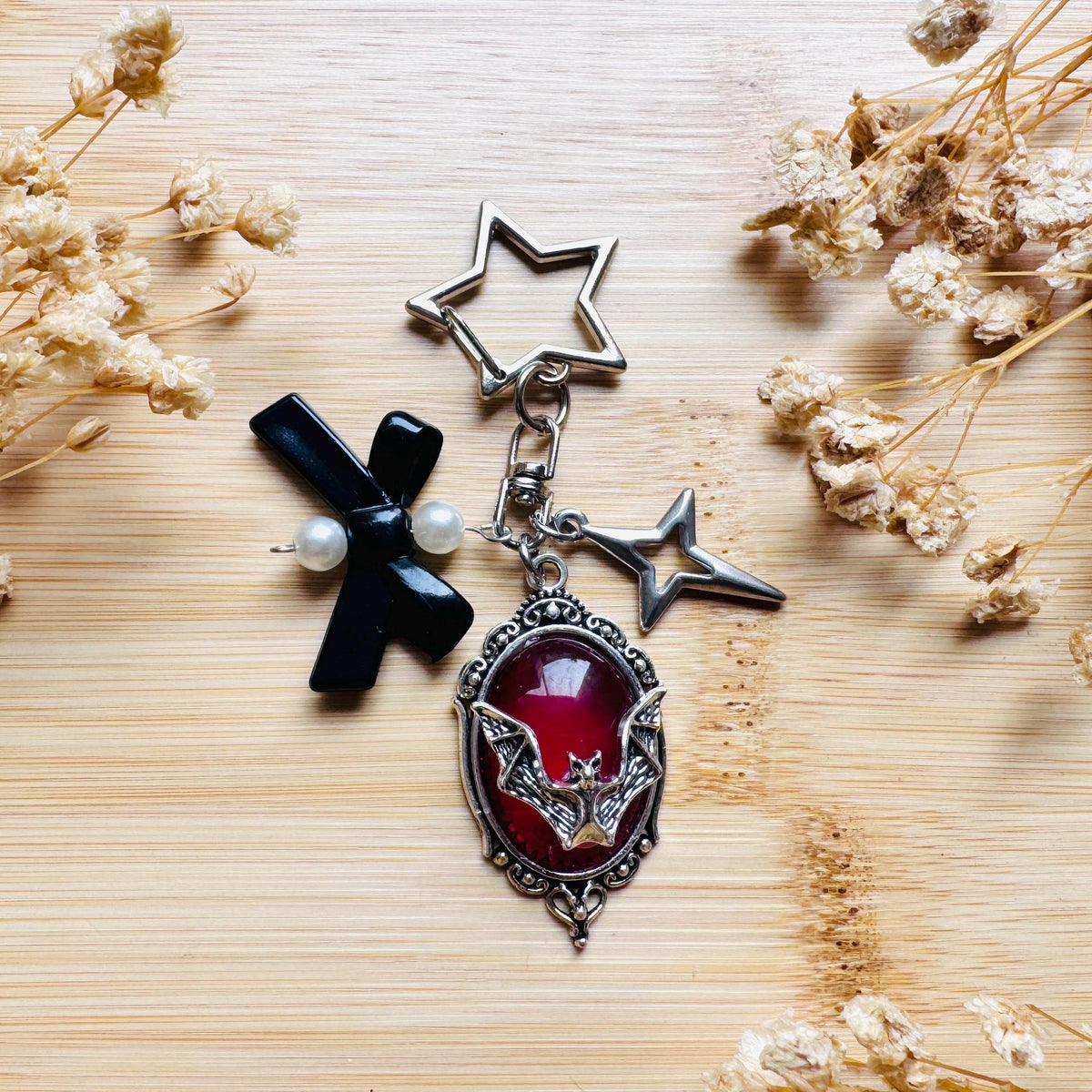Bat Keychain, Purse Charm, Bag Charm, Star Keychain, Backpack Accessories, Goth Bag Charm, Coquette Gifts for Girls, Mothers Day Gift Ideas