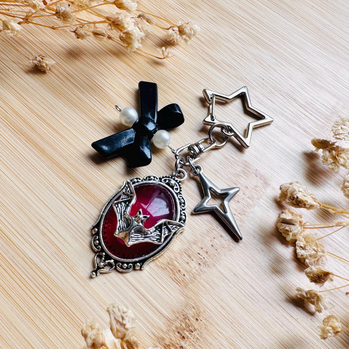 Bat Keychain, Purse Charm, Bag Charm, Star Keychain, Backpack Accessories, Goth Bag Charm, Coquette Gifts for Girls, Mothers Day Gift Ideas