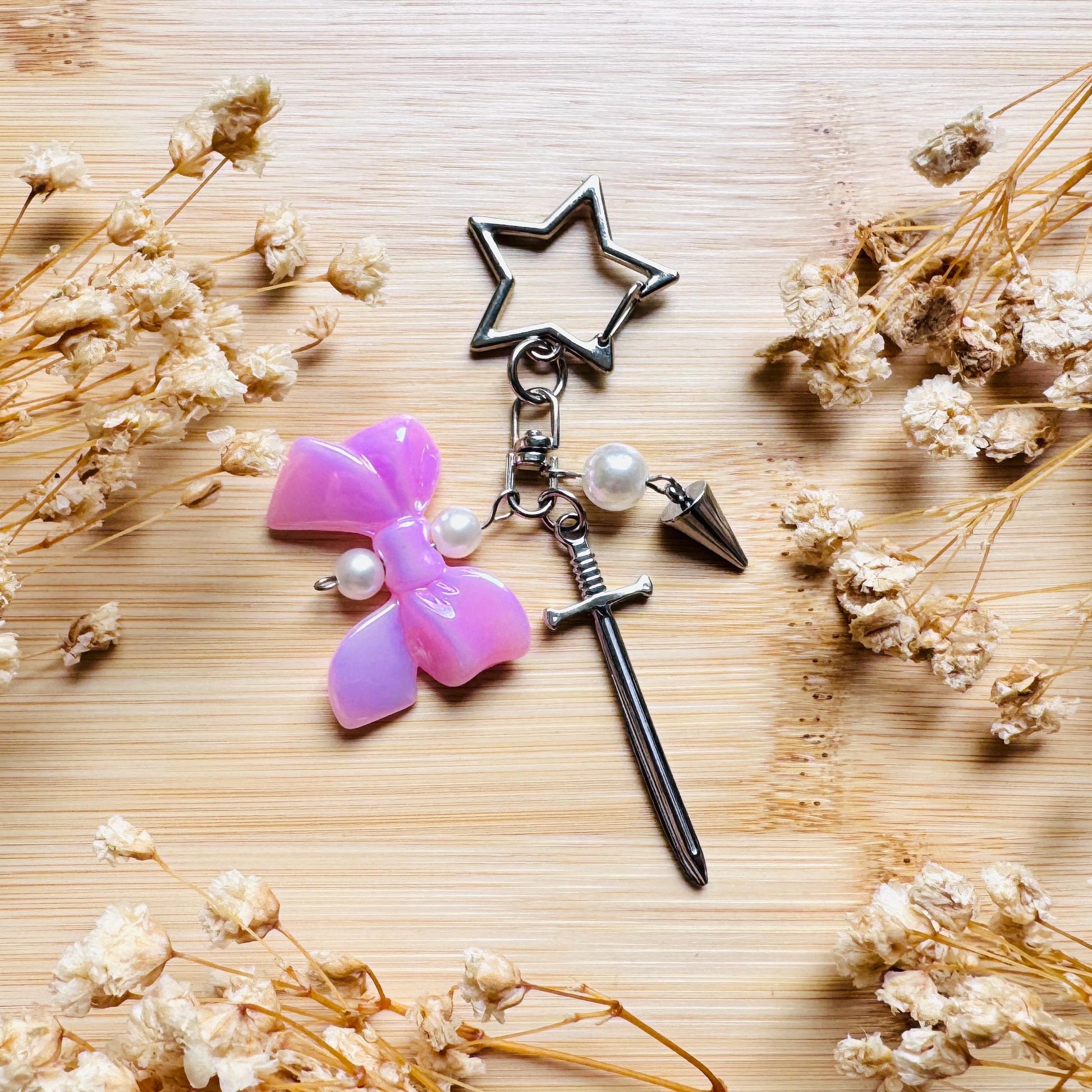 Sword Keychain, Purse Charm, Bag Charm, Star Keychain, Backpack Accessories, Goth Bag Charm, Coquette Gifts for Girls, Witchy Gifts for Her