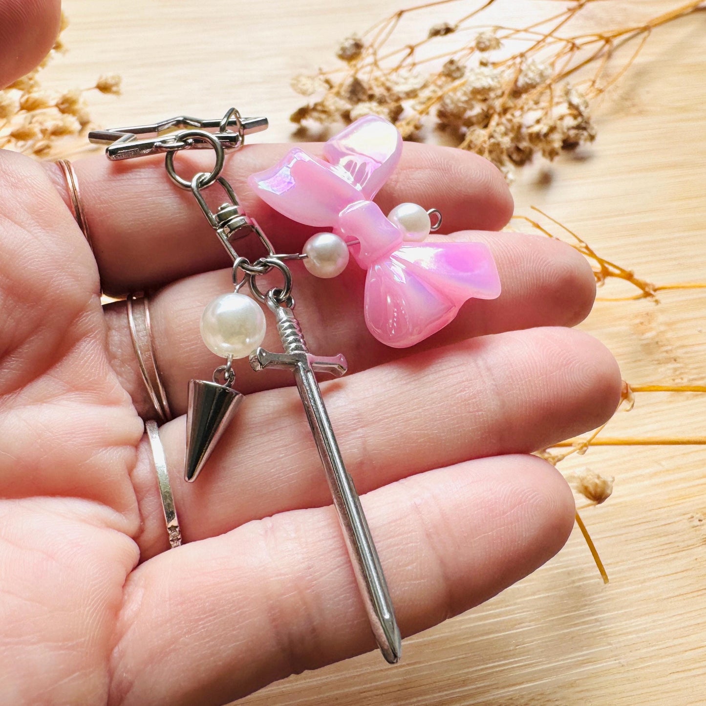 Sword Keychain, Purse Charm, Bag Charm, Star Keychain, Backpack Accessories, Goth Bag Charm, Coquette Gifts for Girls, Witchy Gifts for Her