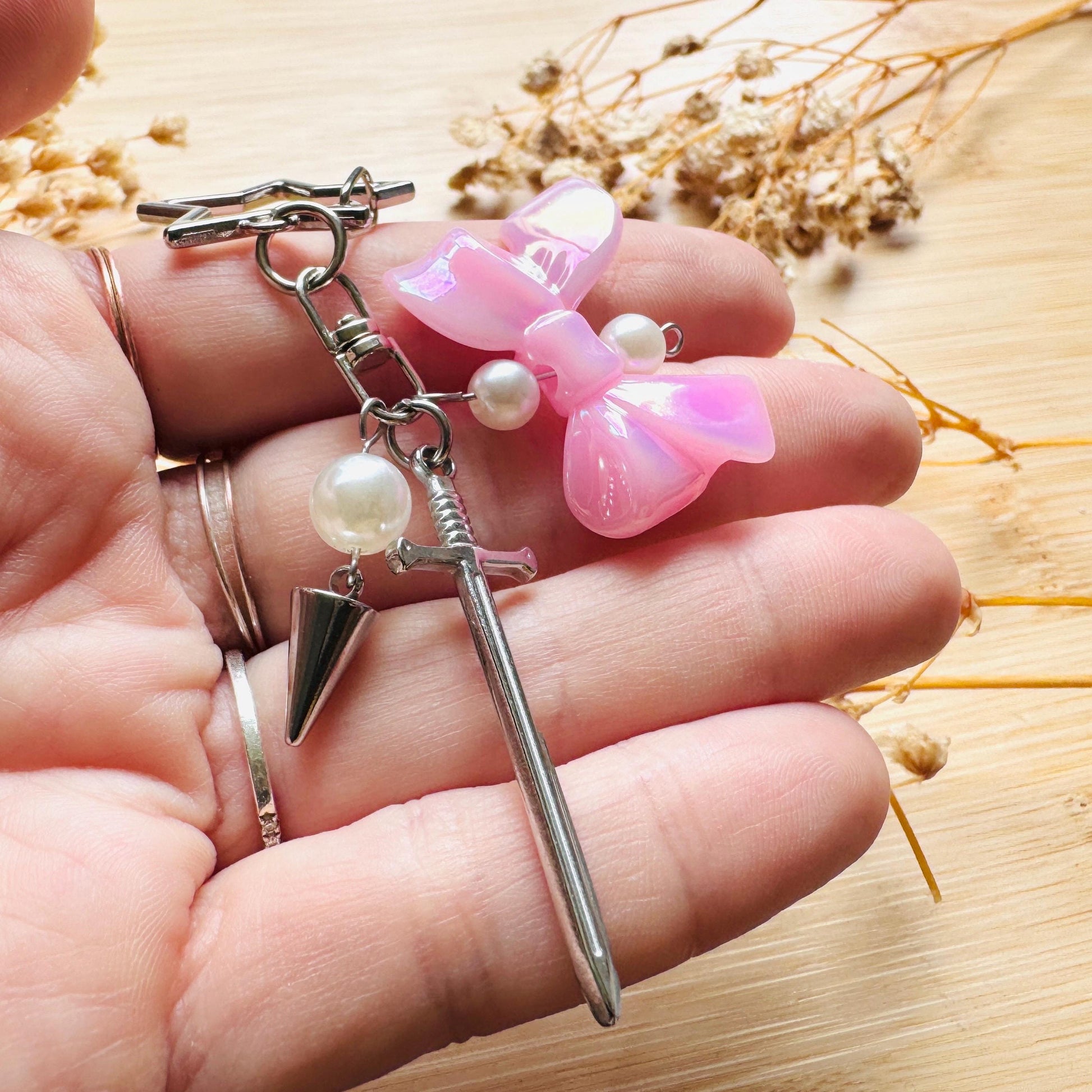 Sword Keychain, Purse Charm, Bag Charm, Star Keychain, Backpack Accessories, Goth Bag Charm, Coquette Gifts for Girls, Witchy Gifts for Her