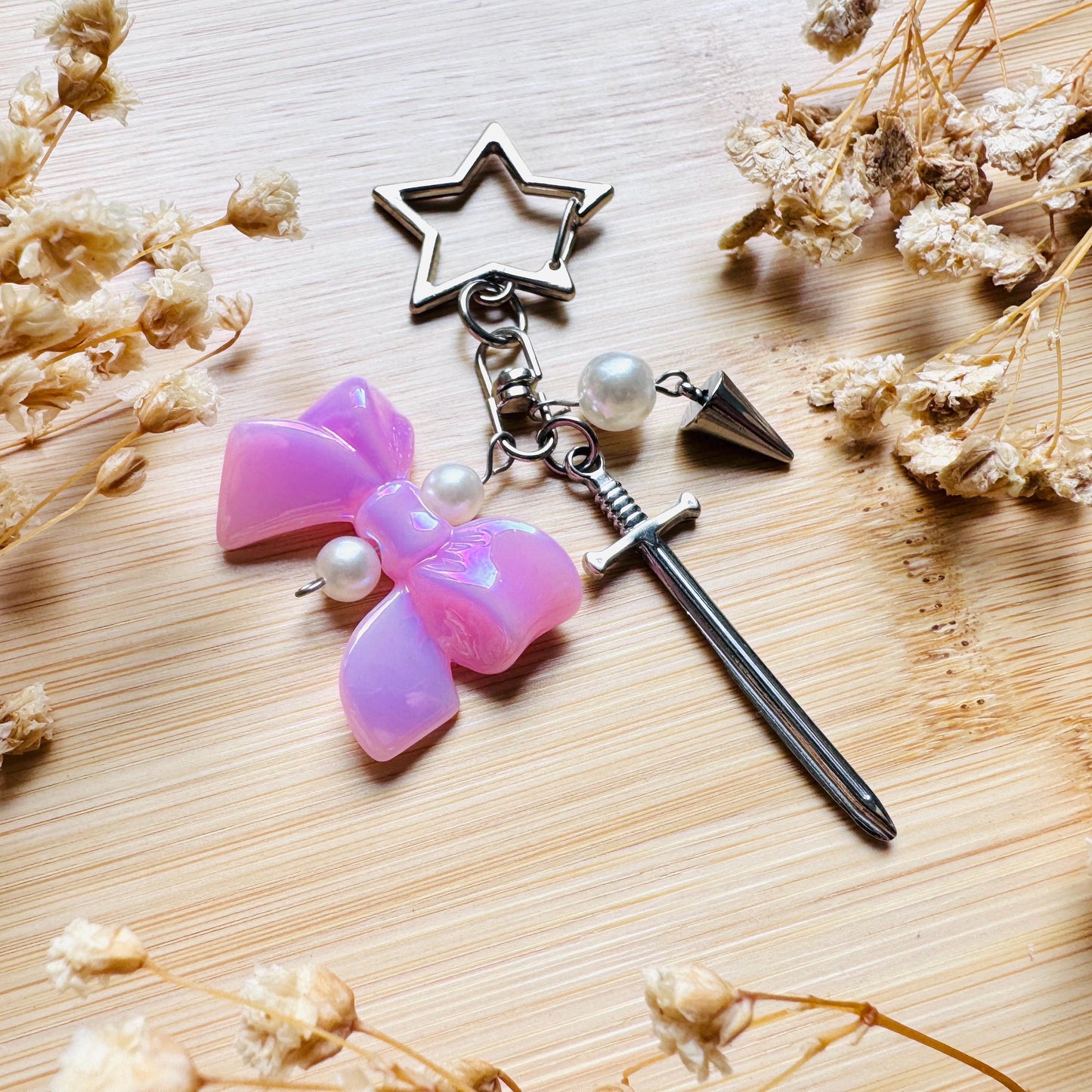 Sword Keychain, Purse Charm, Bag Charm, Star Keychain, Backpack Accessories, Goth Bag Charm, Coquette Gifts for Girls, Witchy Gifts for Her