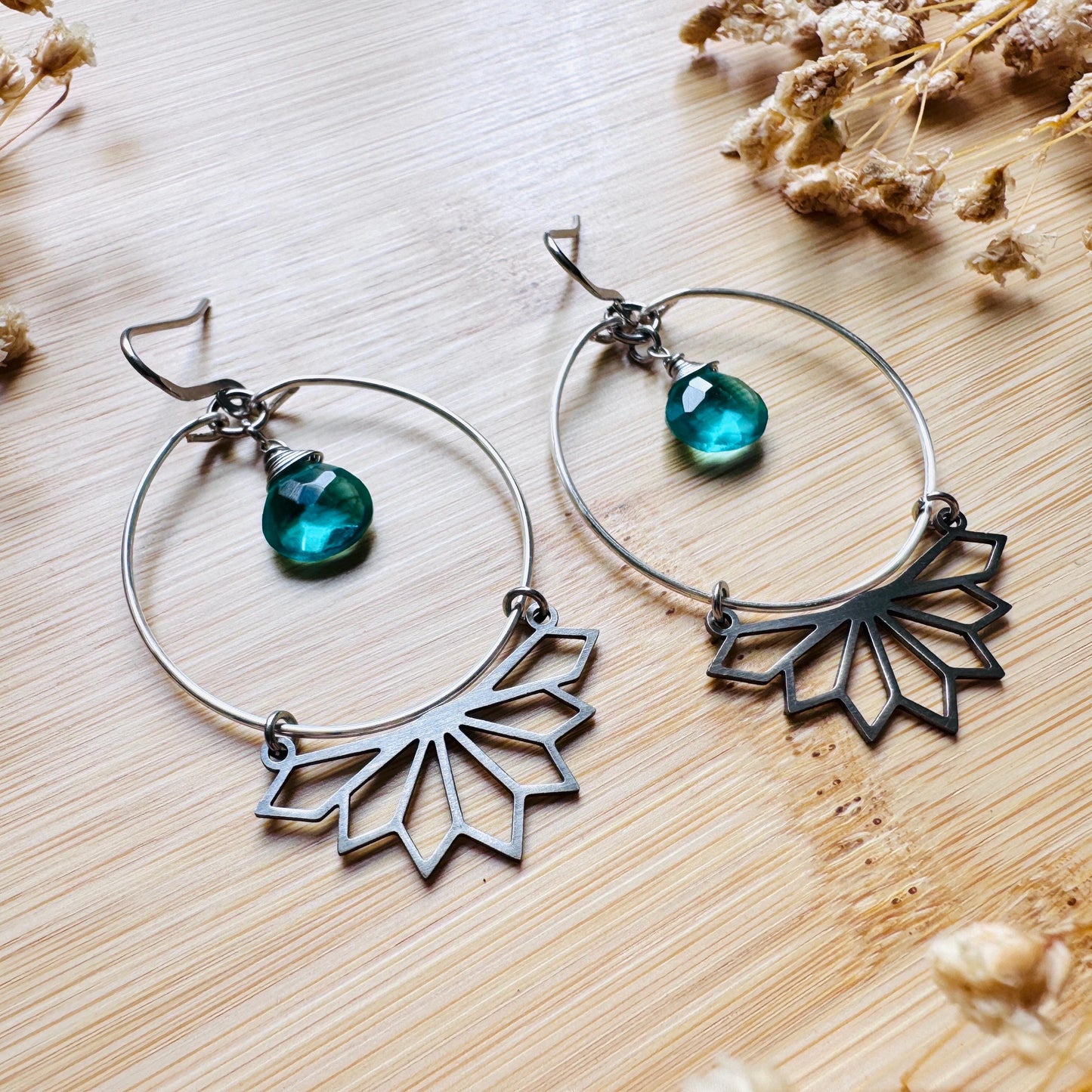 Apatite Earrings, Silver Hoop Earrings, Green Earrings, Natural Gemstone Jewelry, Wedding Jewelry, Boho Chic, Mothers Day Gift Ideas