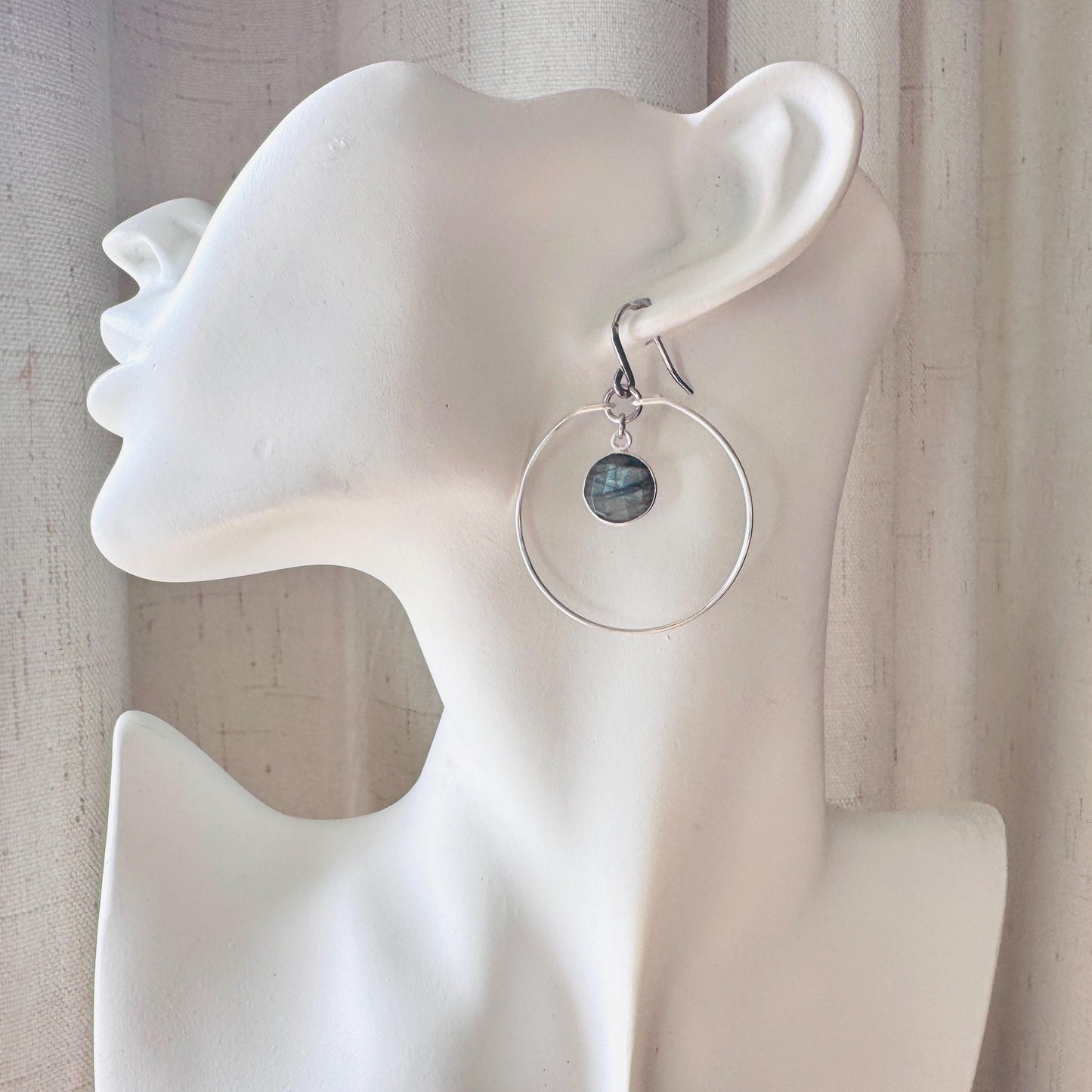 Labradorite Earrings, Silver Hoop Earrings, Natural Gemstone Jewelry, Wedding Jewelry, Trendy Jewelry 2026, Boho, Mothers Day Gift Ideas