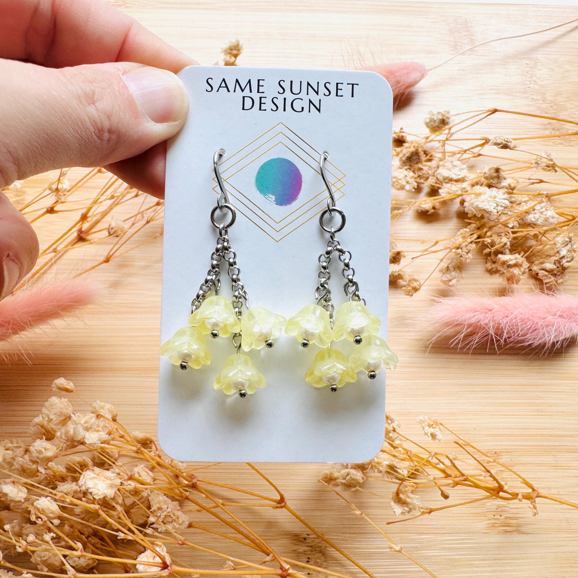 Glass Flower Earrings, Silver Earrings, Pearl Earrings Dangle, Goth Earrings, Bridesmaid Jewelry, Cottagecore Jewelry, Kawaii Gifts