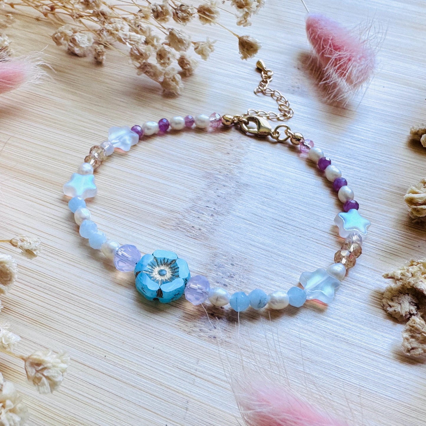 Beaded Bracelets for Women, Pearl Bracelet, Flower Bracelet, Star Bracelet, Fairycore Bracelet, Mothers Day Gift Ideas, Kawaii Gifts