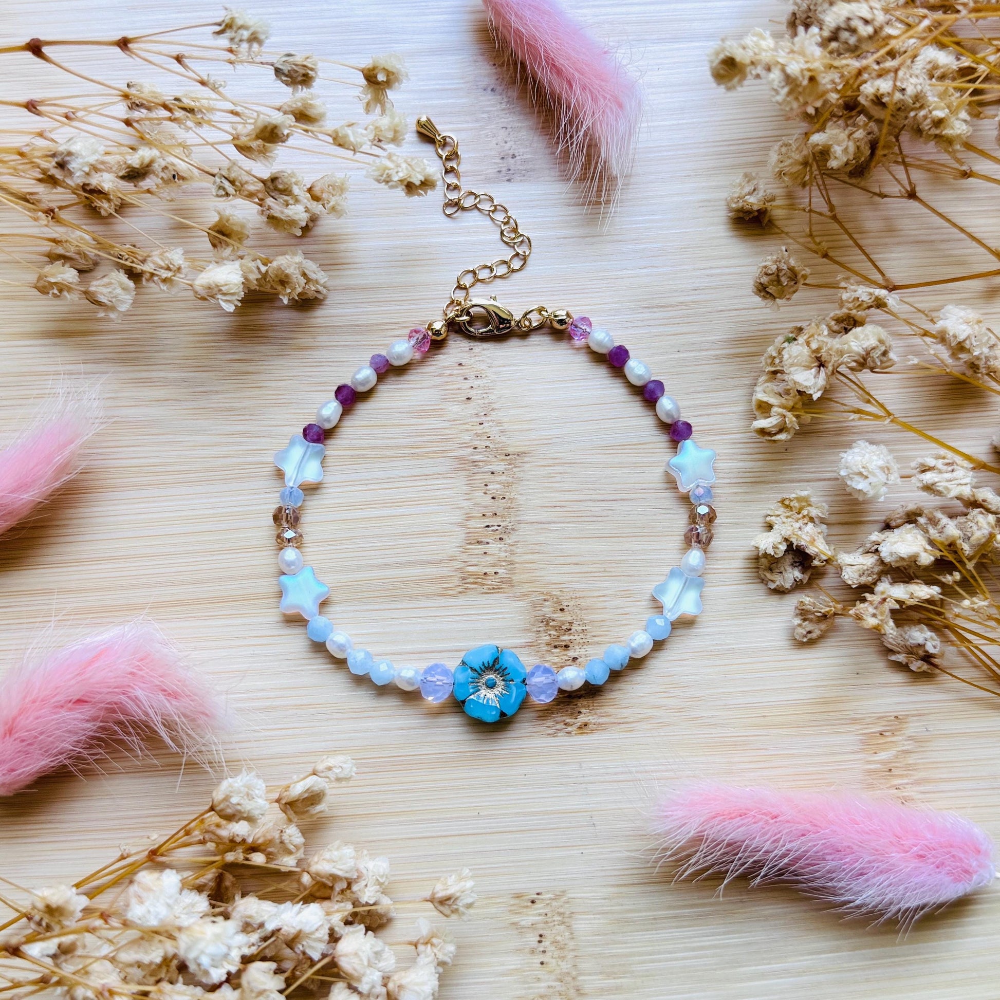 Beaded Bracelets for Women, Pearl Bracelet, Flower Bracelet, Star Bracelet, Fairycore Bracelet, Mothers Day Gift Ideas, Kawaii Gifts