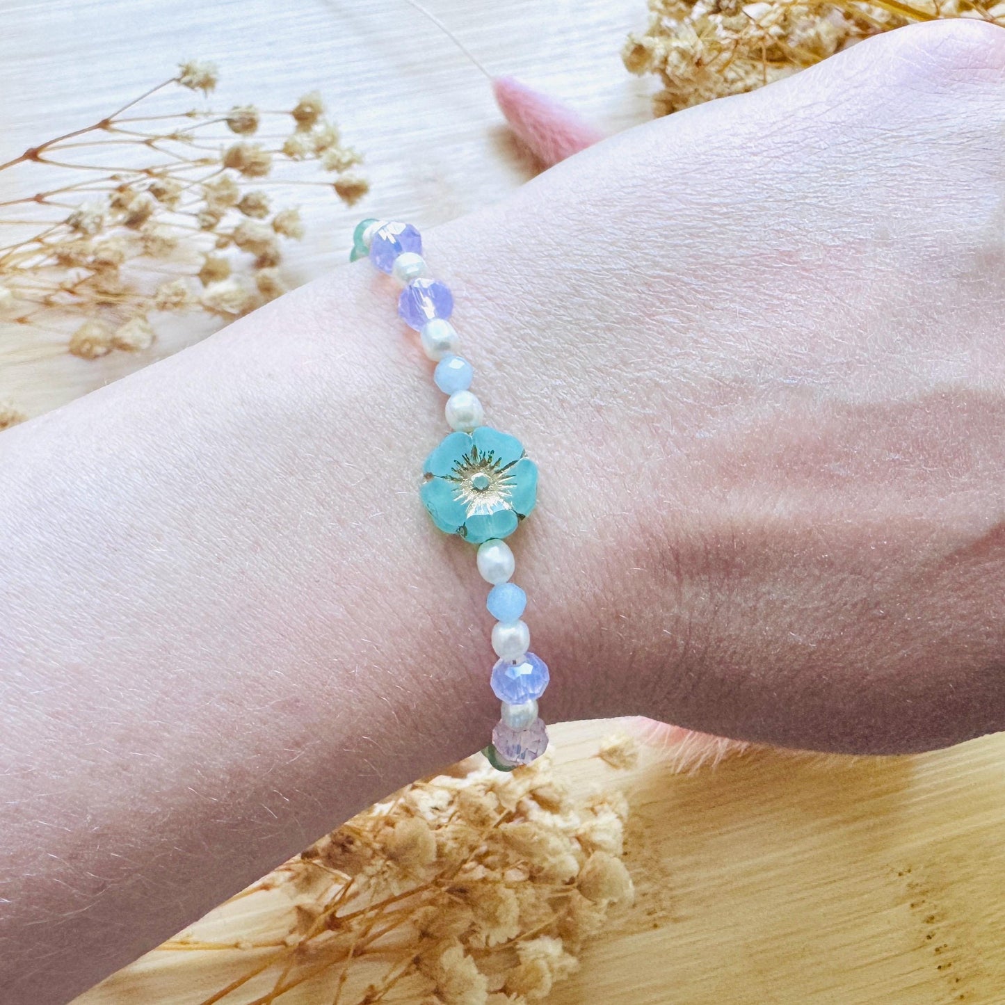 Beaded Bracelets for Women, Pearl Bracelet, Flower Bracelet, Fairycore Bracelet, Mothers Day Gift from Son, Coquette Gifts, Kawaii Gifts