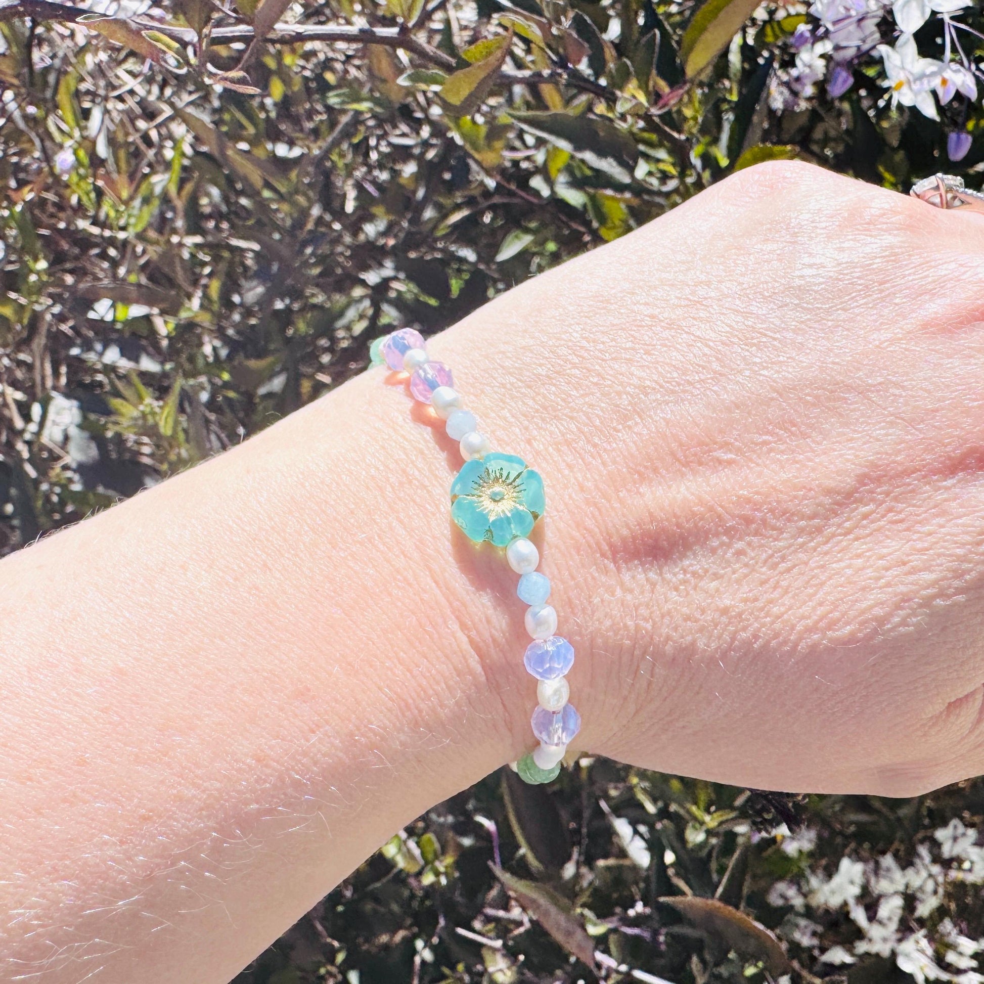 Beaded Bracelets for Women, Pearl Bracelet, Flower Bracelet, Fairycore Bracelet, Mothers Day Gift from Son, Coquette Gifts, Kawaii Gifts