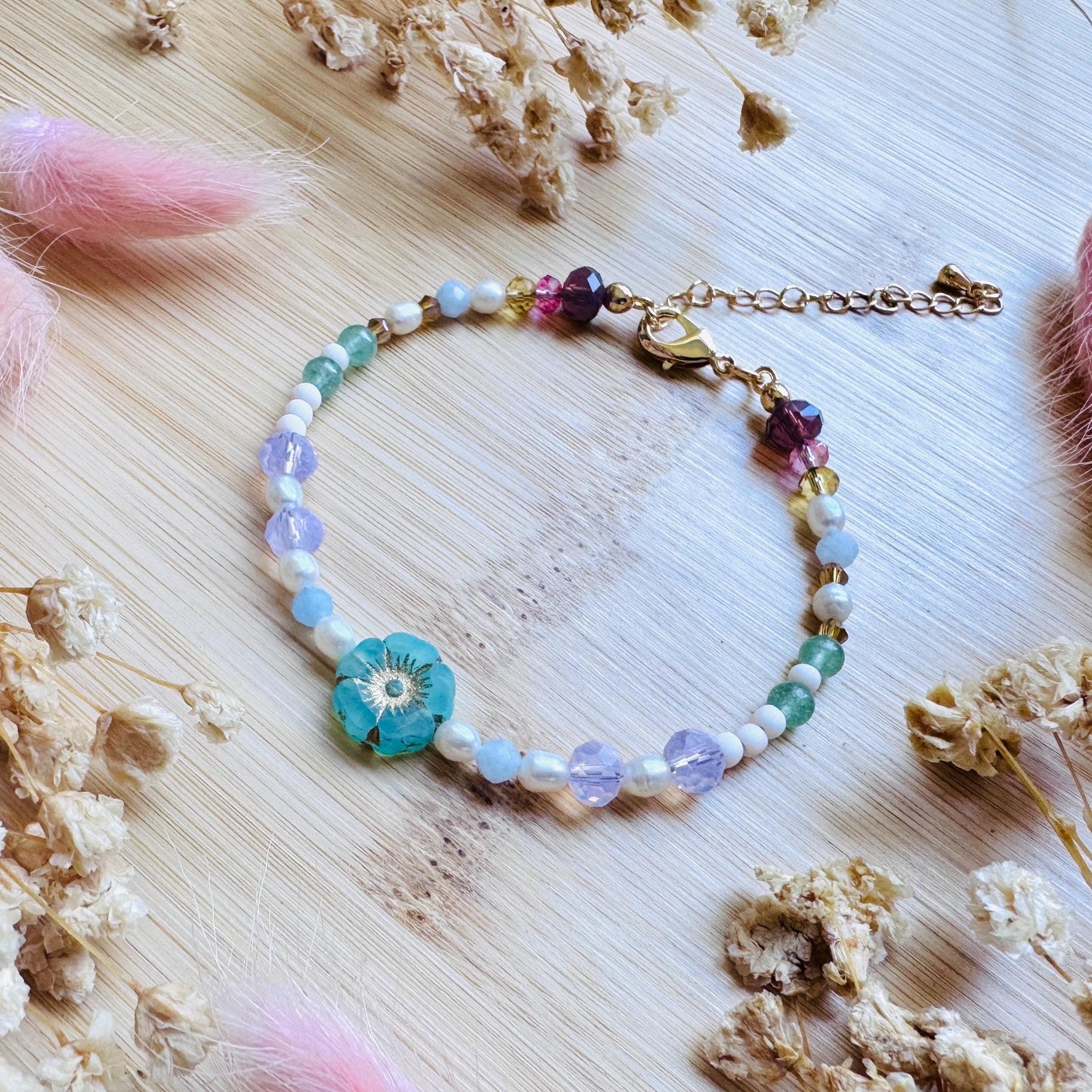 Beaded Bracelets for Women, Pearl Bracelet, Flower Bracelet, Fairycore Bracelet, Mothers Day Gift from Son, Coquette Gifts, Kawaii Gifts