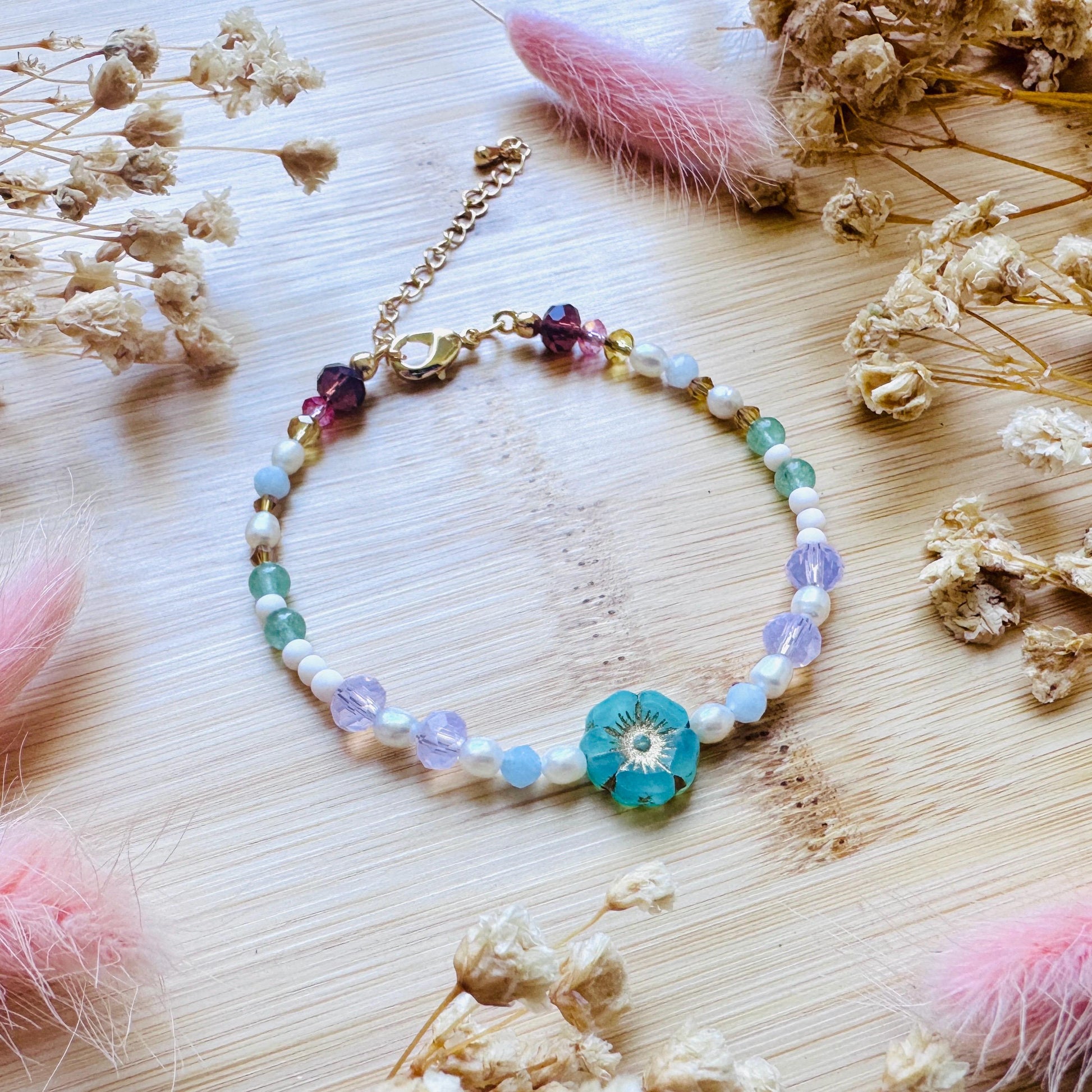 Beaded Bracelets for Women, Pearl Bracelet, Flower Bracelet, Fairycore Bracelet, Mothers Day Gift from Son, Coquette Gifts, Kawaii Gifts