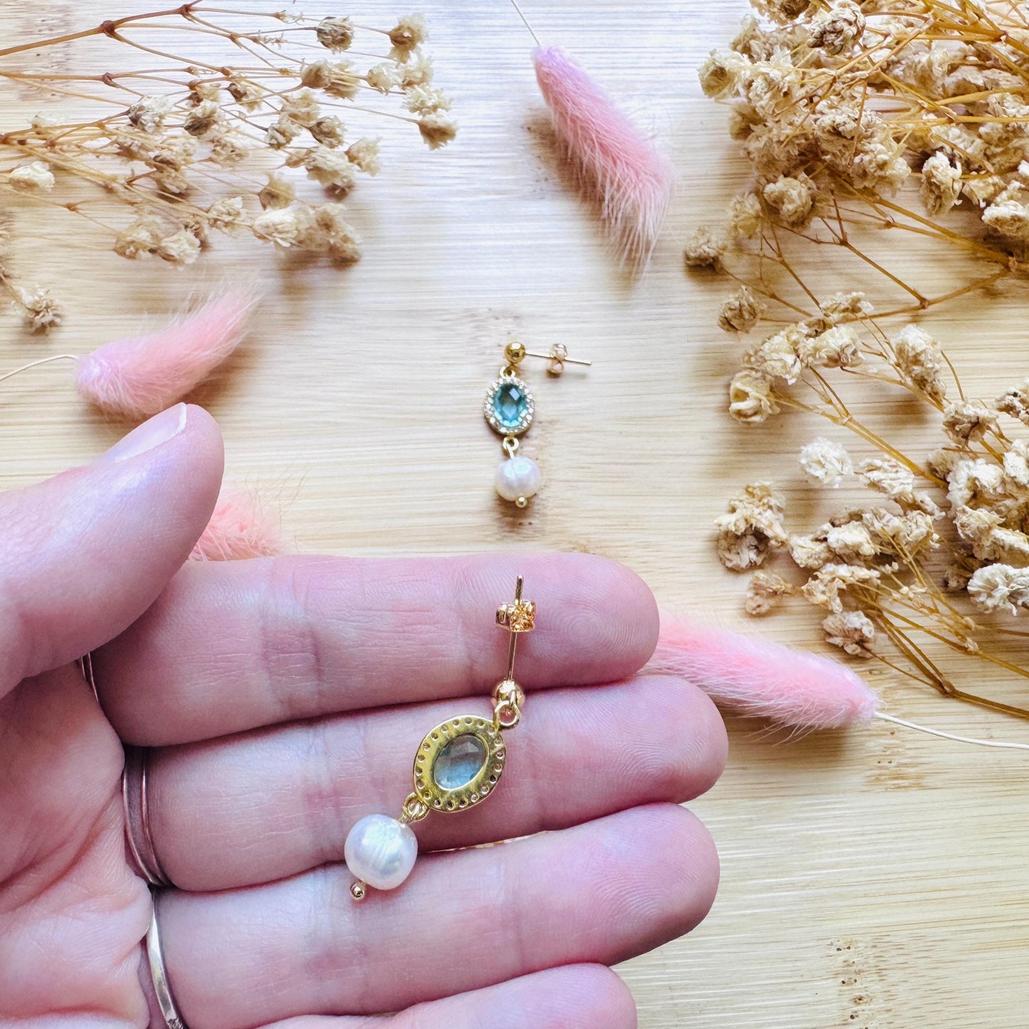 Topaz Earrings Dangle, Freshwater Pearl Studs Small, Wedding Jewelry, January Earrings, Gemstone Earrings, Boho Chic