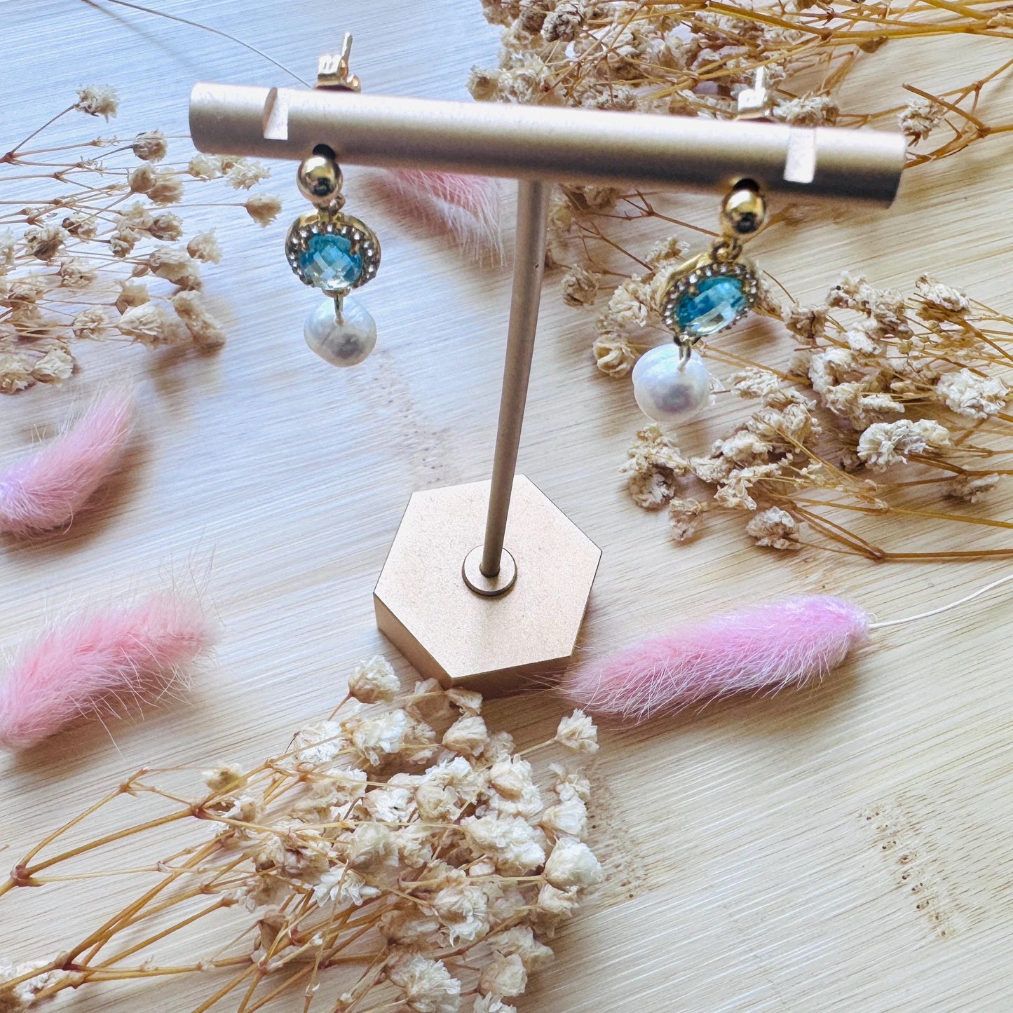 Topaz Earrings Dangle, Freshwater Pearl Studs Small, Wedding Jewelry, January Earrings, Gemstone Earrings, Boho Chic
