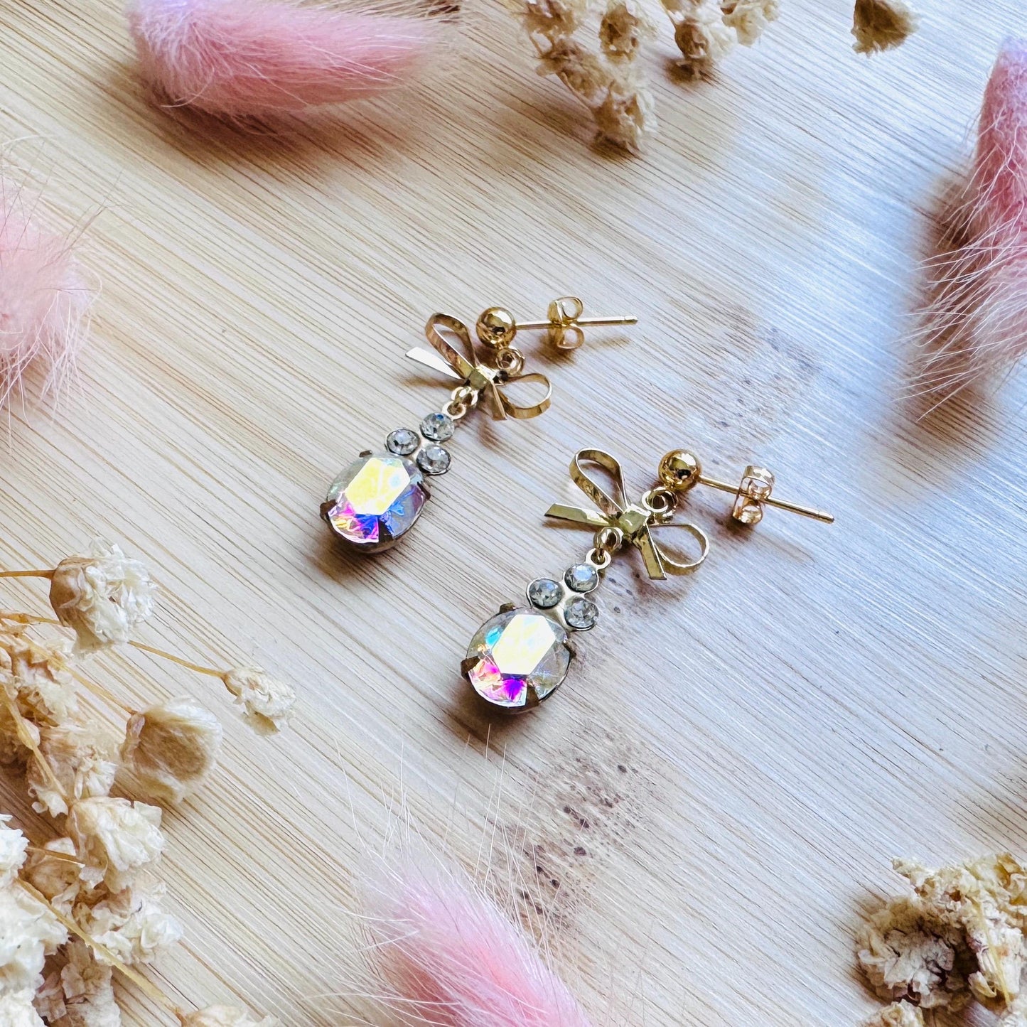 Bow Earrings, Stud Earrings Gold, Swarovski Crystal Earrings, Vintage Style Earrings, Wedding Jewelry, Mothers Day Gift From Son, Boho Chic