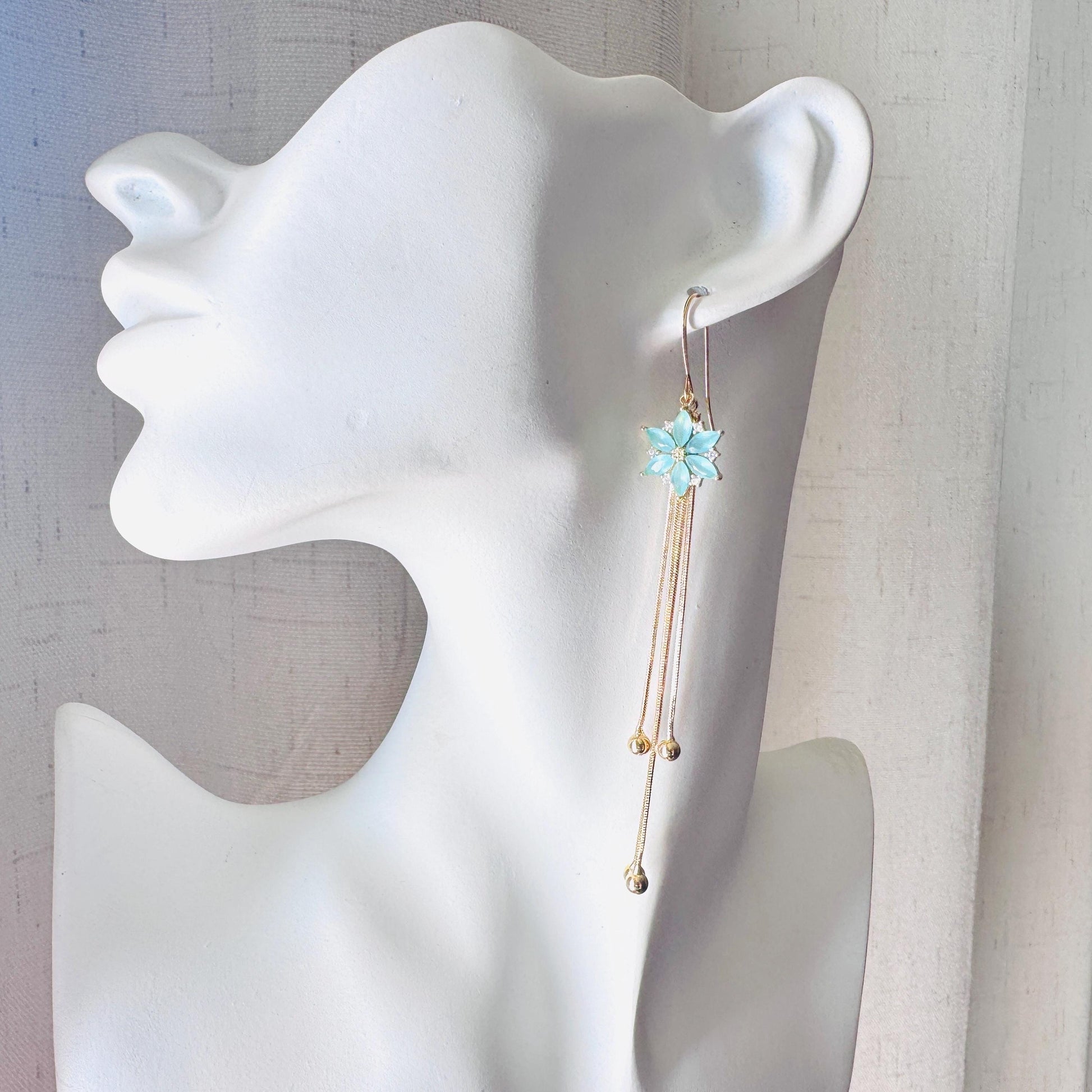 Flower Earrings for Women, Gold Tassel Earrings, Cute Earrings, Festival Jewelry, Mothers Day Gift From Son, Plant Mom Gifts for Her