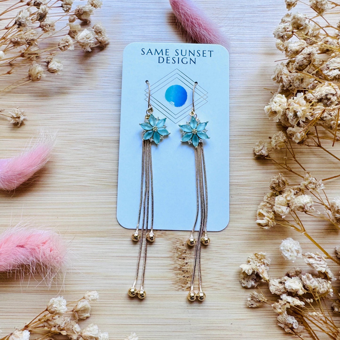 Flower Earrings for Women, Gold Tassel Earrings, Cute Earrings, Festival Jewelry, Mothers Day Gift From Son, Plant Mom Gifts for Her
