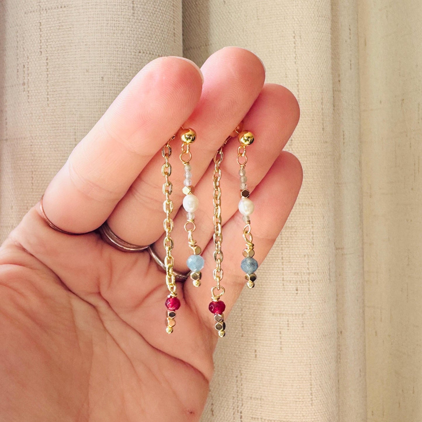 Garnet Earrings, Freshwater Pearl Studs Small, Aquamarine Earrings, Wedding Jewelry, January Earrings, Gemstone Earrings, Boho Chic