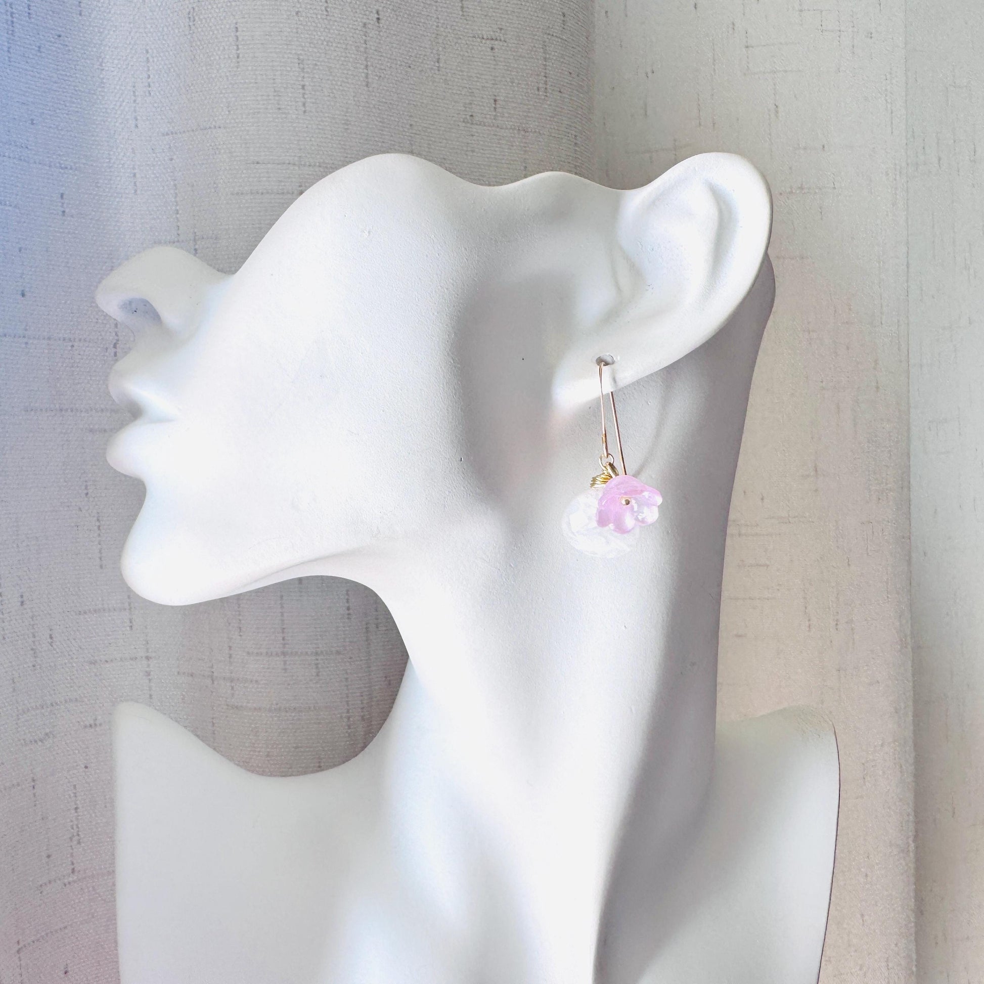 Rainbow Moonstone Drop Earrings, June Birthstone Gift for Her, Flower Earrings For Women, Cottagecore Jewelry, Mothers Day Gift From Son