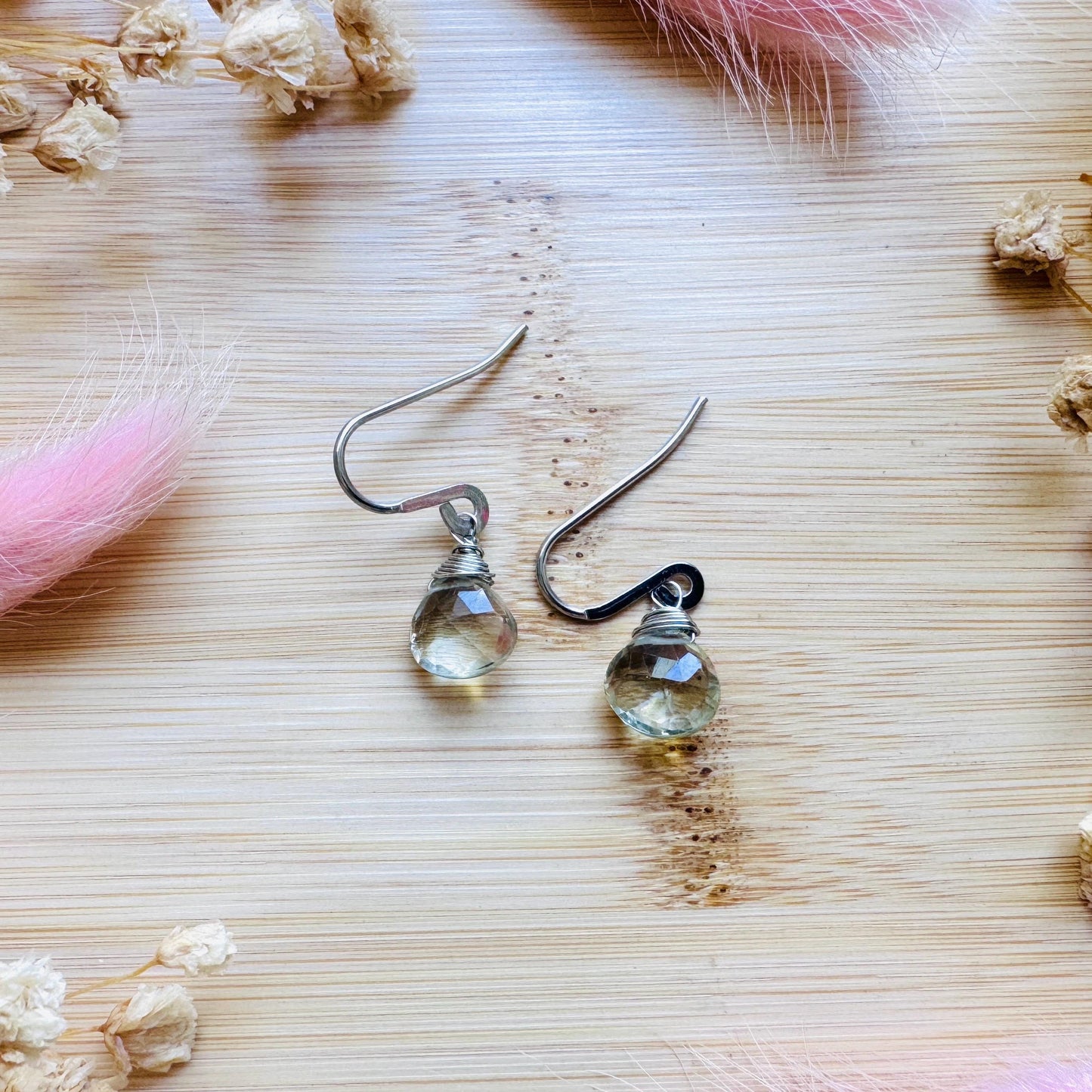 Green Amethyst Earrings, Earrings Dangle Boho, Minimalistic Witchy Jewelry, Natural Gemstone Jewelry, Mothers Day Gift From Son, Silver