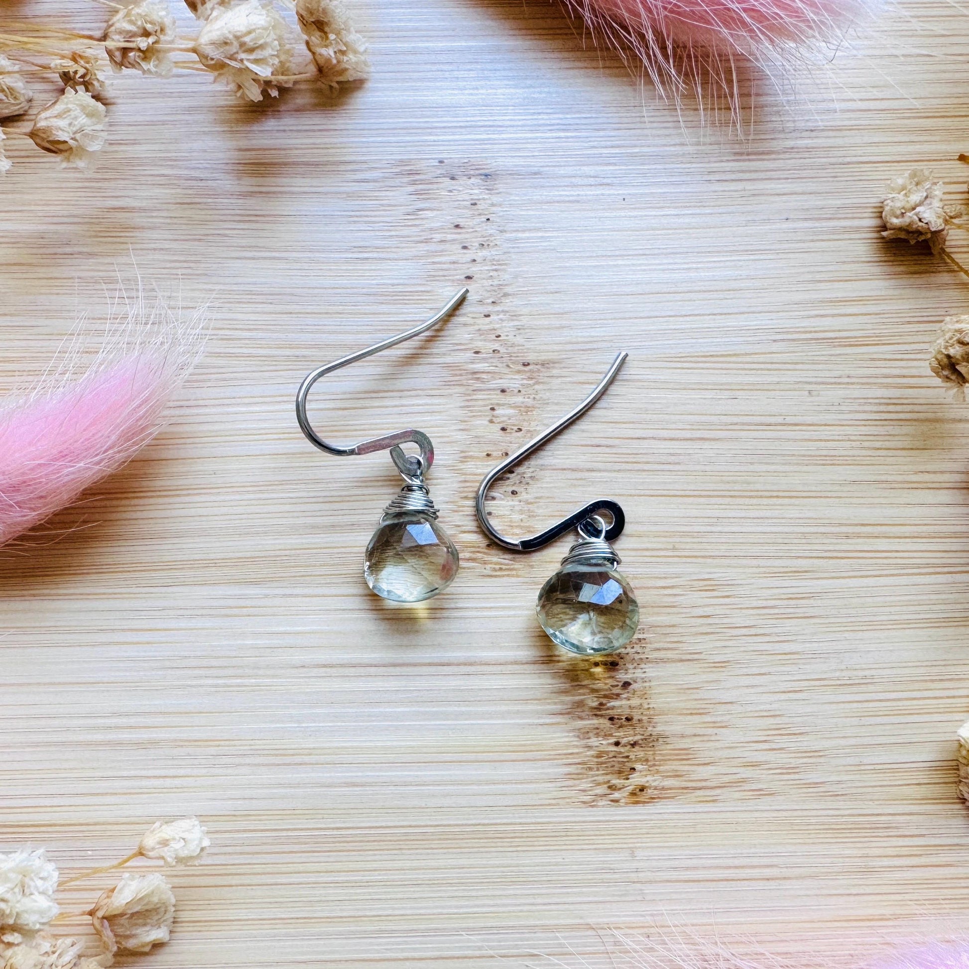 Green Amethyst Earrings, Earrings Dangle Boho, Minimalistic Witchy Jewelry, Natural Gemstone Jewelry, Mothers Day Gift From Son, Silver