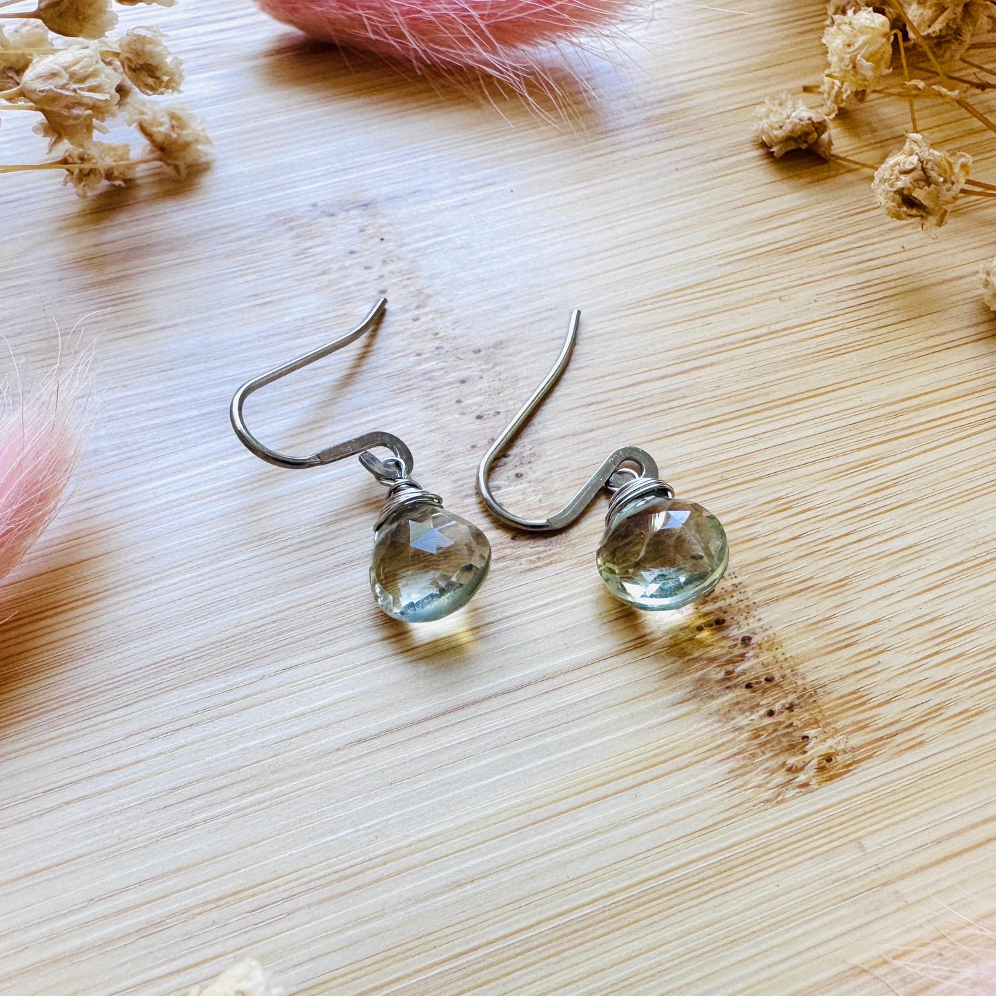 Green Amethyst Earrings, Earrings Dangle Boho, Minimalistic Witchy Jewelry, Natural Gemstone Jewelry, Mothers Day Gift From Son, Silver