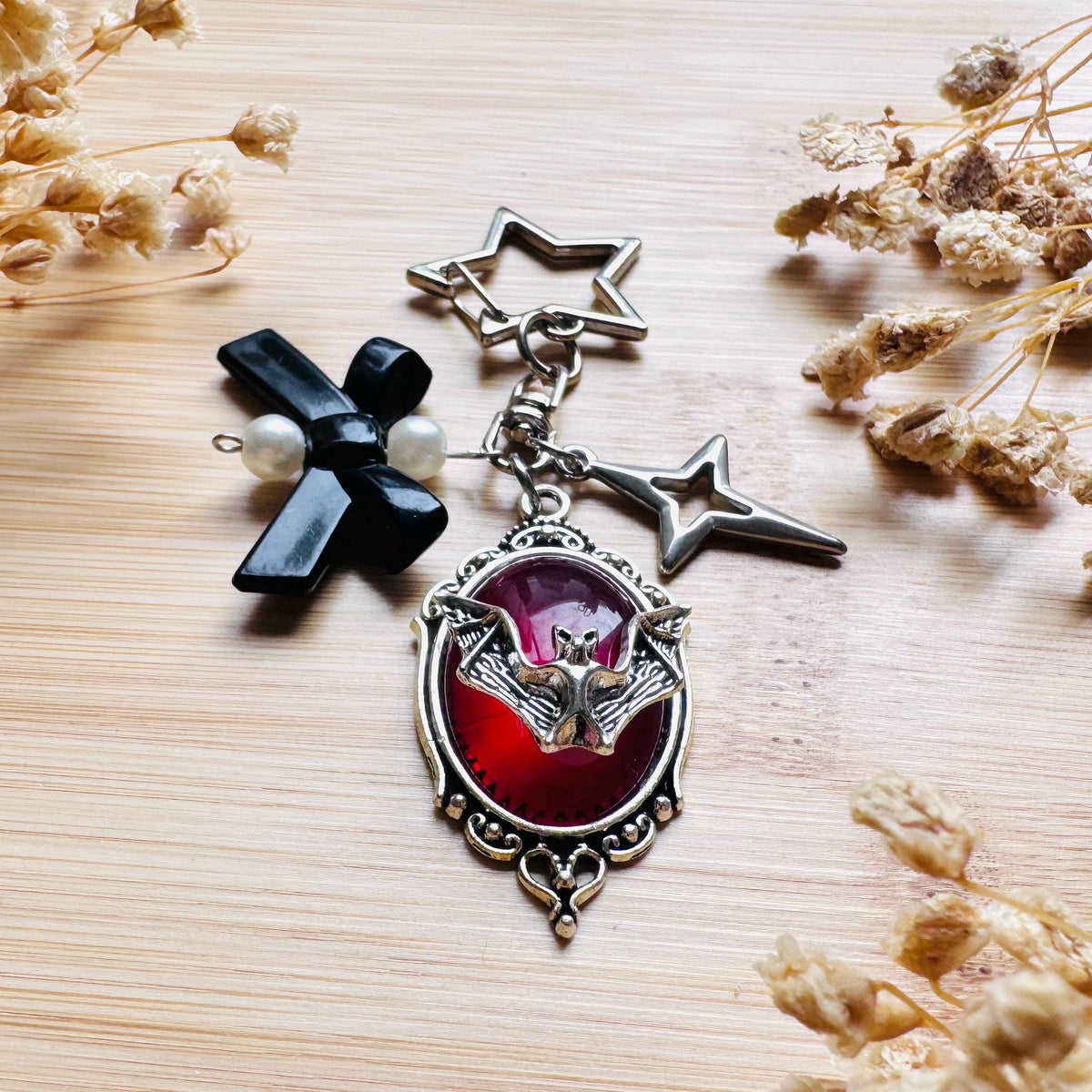 Bat Keychain, Purse Charm, Bag Charm, Star Keychain, Backpack Accessories, Goth Bag Charm, Coquette Gifts for Girls, Mothers Day Gift Ideas