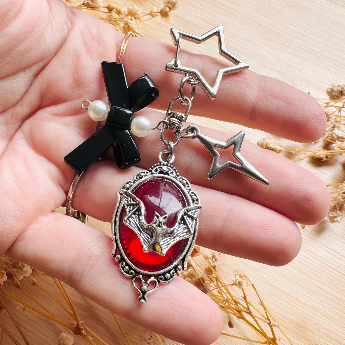 Bat Keychain, Purse Charm, Bag Charm, Star Keychain, Backpack Accessories, Goth Bag Charm, Coquette Gifts for Girls, Mothers Day Gift Ideas