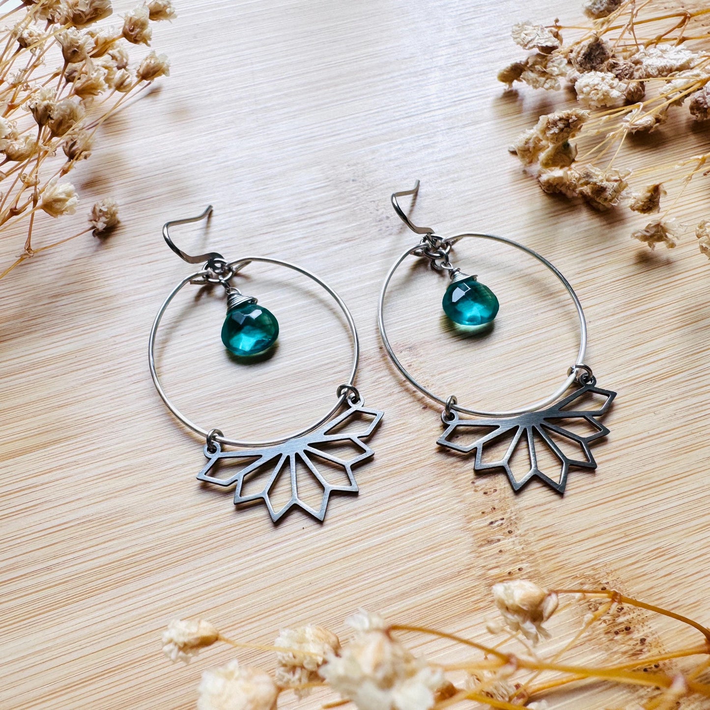 Apatite Earrings, Silver Hoop Earrings, Green Earrings, Natural Gemstone Jewelry, Wedding Jewelry, Boho Chic, Mothers Day Gift Ideas