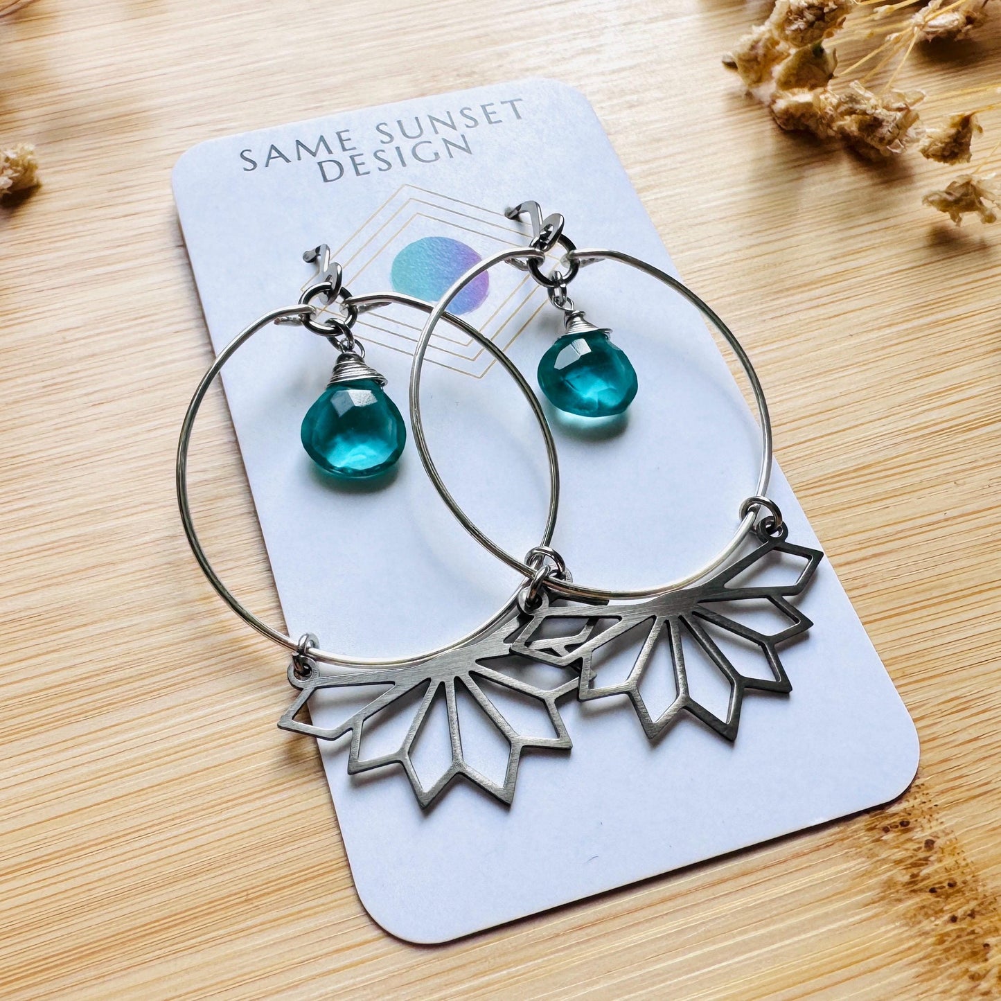 Apatite Earrings, Silver Hoop Earrings, Green Earrings, Natural Gemstone Jewelry, Wedding Jewelry, Boho Chic, Mothers Day Gift Ideas