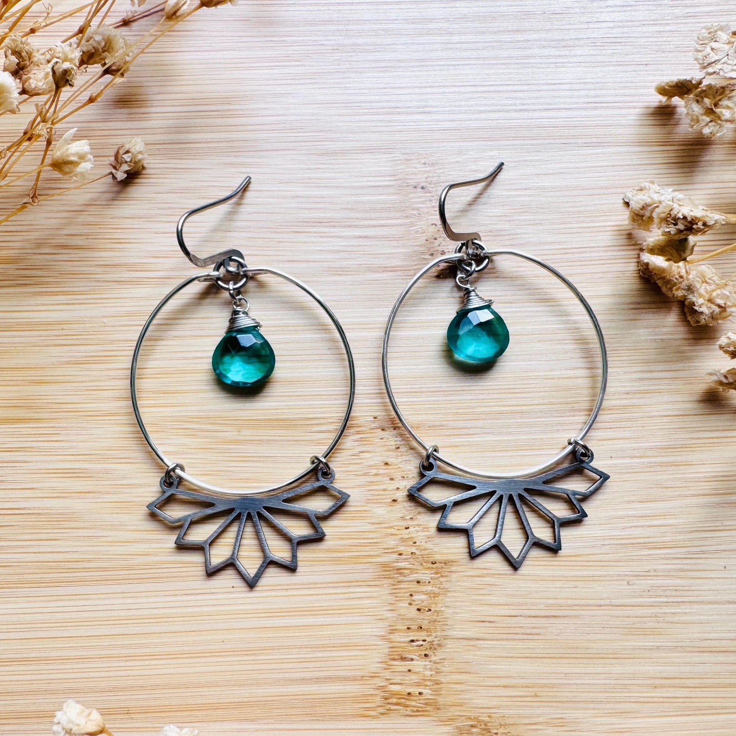 Apatite Earrings, Silver Hoop Earrings, Green Earrings, Natural Gemstone Jewelry, Wedding Jewelry, Boho Chic, Mothers Day Gift Ideas
