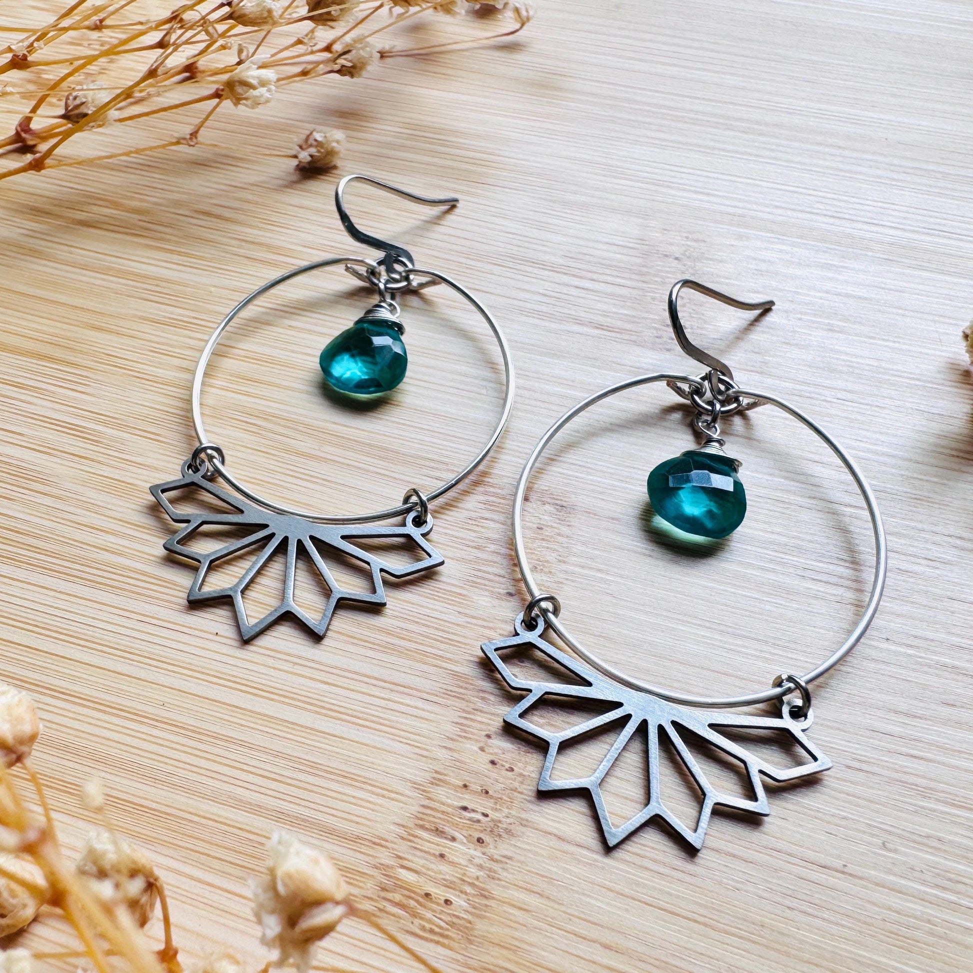 Apatite Earrings, Silver Hoop Earrings, Green Earrings, Natural Gemstone Jewelry, Wedding Jewelry, Boho Chic, Mothers Day Gift Ideas