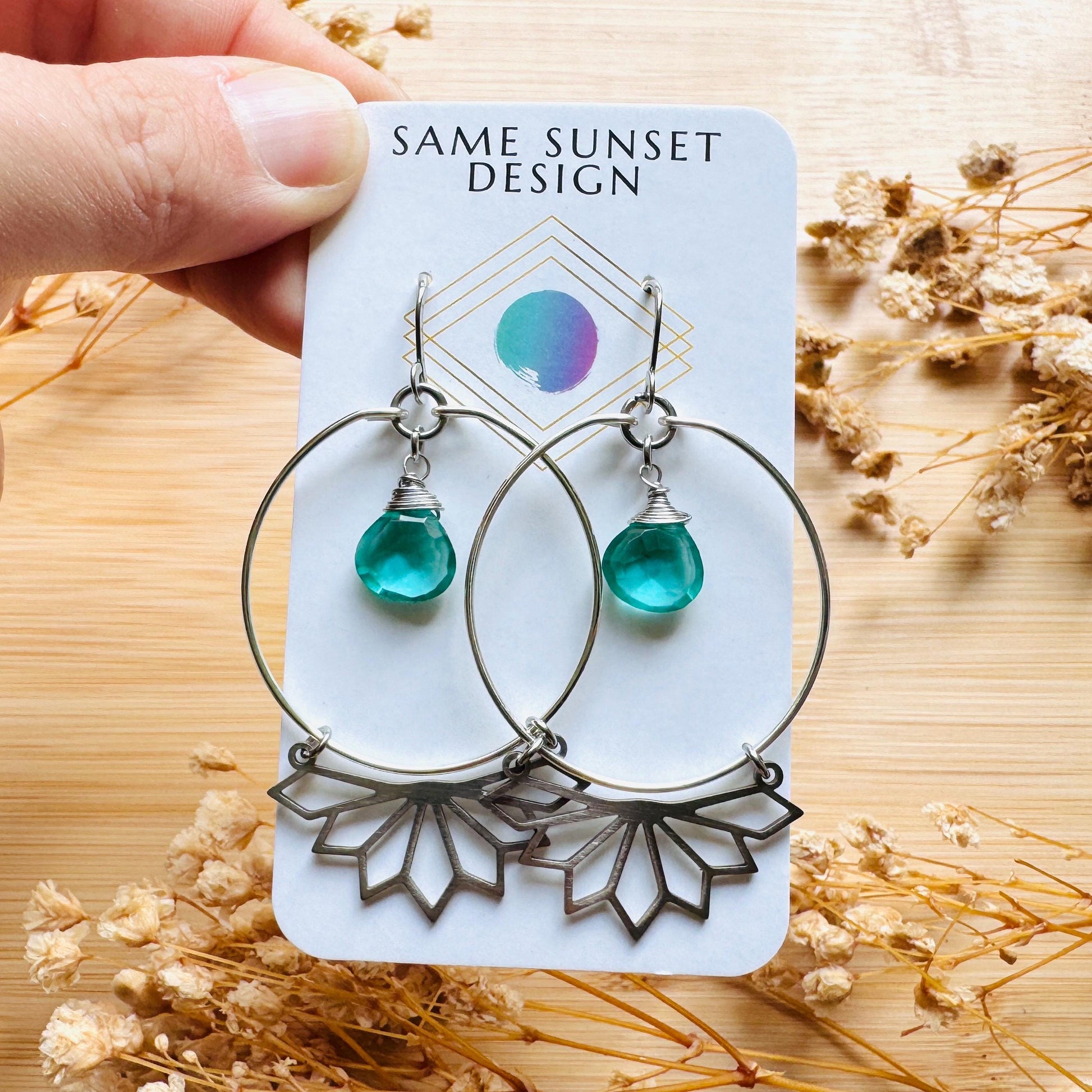 Apatite Earrings, Silver Hoop Earrings, Green Earrings, Natural Gemstone Jewelry, Wedding Jewelry, Boho Chic, Mothers Day Gift Ideas