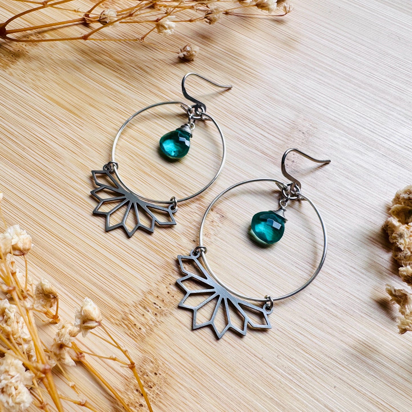 Apatite Earrings, Silver Hoop Earrings, Green Earrings, Natural Gemstone Jewelry, Wedding Jewelry, Boho Chic, Mothers Day Gift Ideas