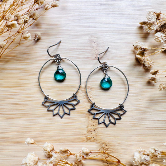 Apatite Earrings, Silver Hoop Earrings, Green Earrings, Natural Gemstone Jewelry, Wedding Jewelry, Boho Chic, Mothers Day Gift Ideas