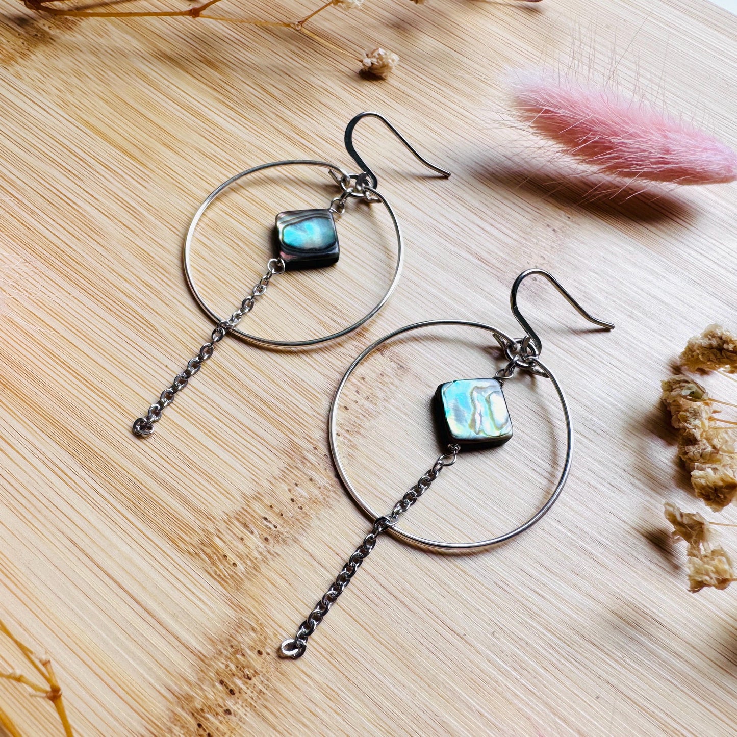 Abalone Earrings, Silver Hoop Earrings, Shell Jewelry, Green Earrings, Natural Gemstone Jewelry, Wedding Jewelry, Mothers Day Gift Ideas