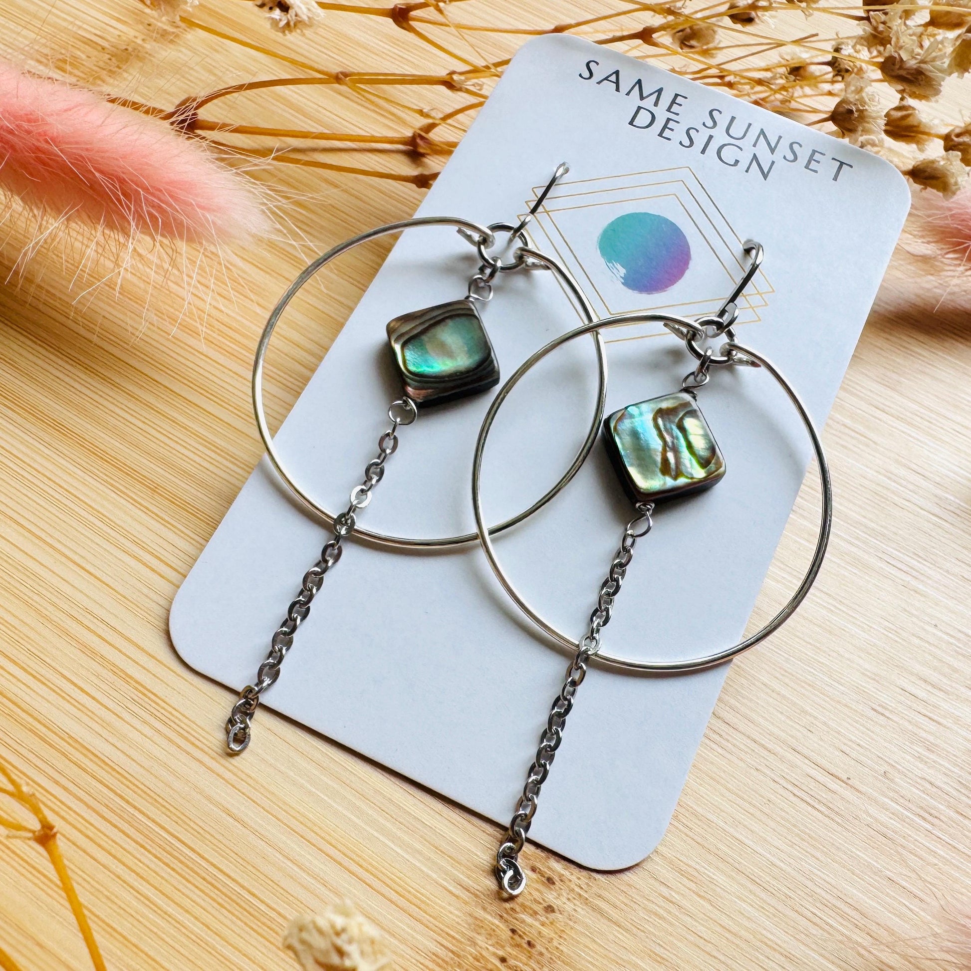 Abalone Earrings, Silver Hoop Earrings, Shell Jewelry, Green Earrings, Natural Gemstone Jewelry, Wedding Jewelry, Mothers Day Gift Ideas