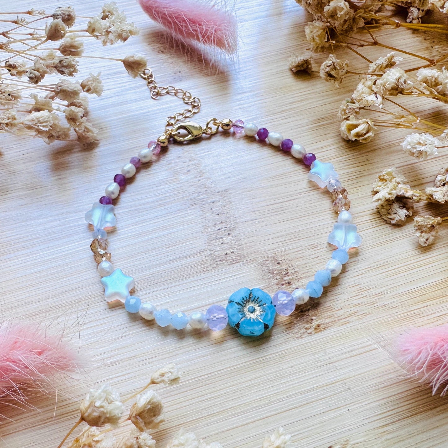 Beaded Bracelets for Women, Pearl Bracelet, Flower Bracelet, Star Bracelet, Fairycore Bracelet, Mothers Day Gift Ideas, Kawaii Gifts