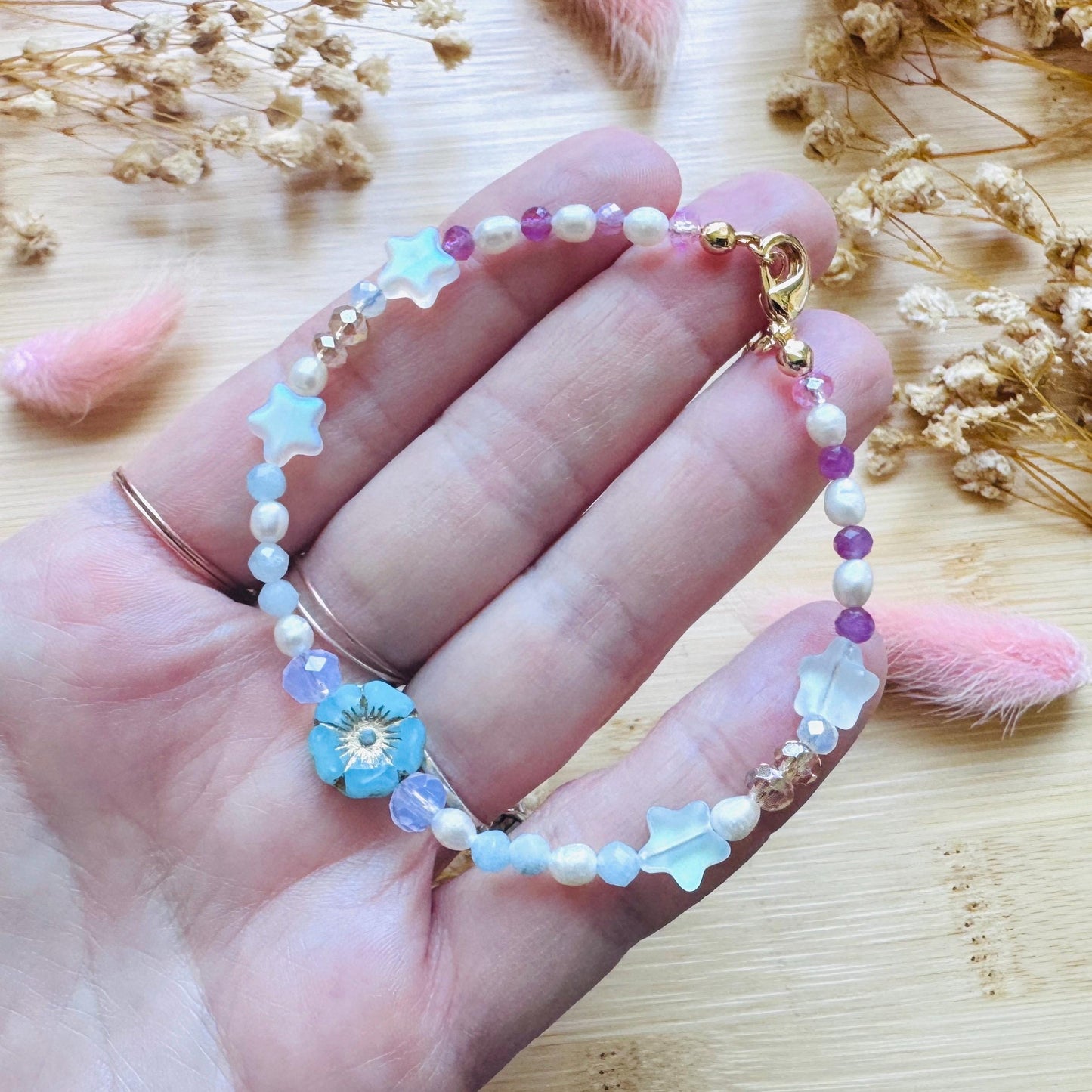Beaded Bracelets for Women, Pearl Bracelet, Flower Bracelet, Star Bracelet, Fairycore Bracelet, Mothers Day Gift Ideas, Kawaii Gifts