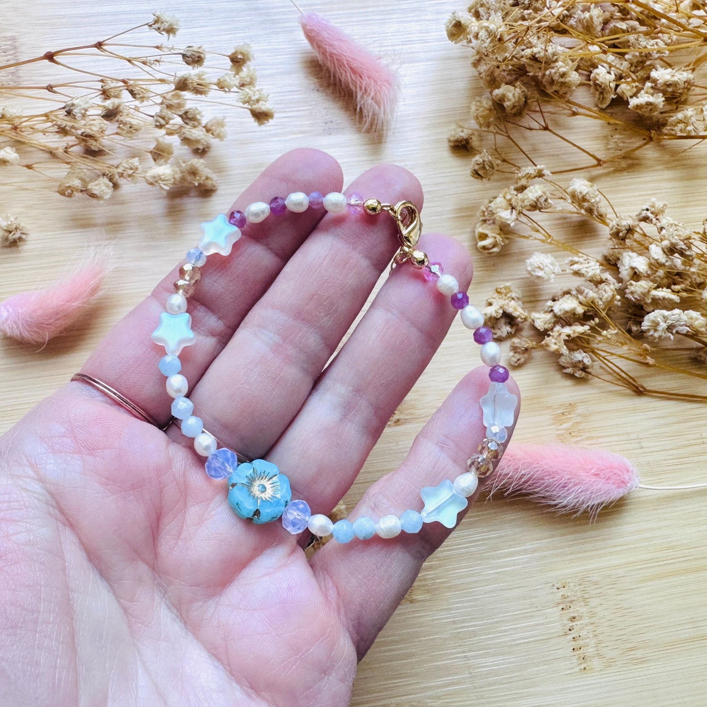 Beaded Bracelets for Women, Pearl Bracelet, Flower Bracelet, Star Bracelet, Fairycore Bracelet, Mothers Day Gift Ideas, Kawaii Gifts