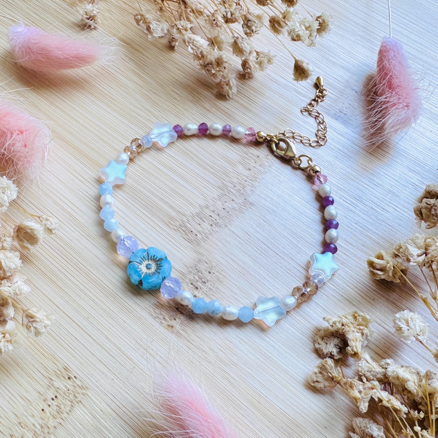Beaded Bracelets for Women, Pearl Bracelet, Flower Bracelet, Star Bracelet, Fairycore Bracelet, Mothers Day Gift Ideas, Kawaii Gifts