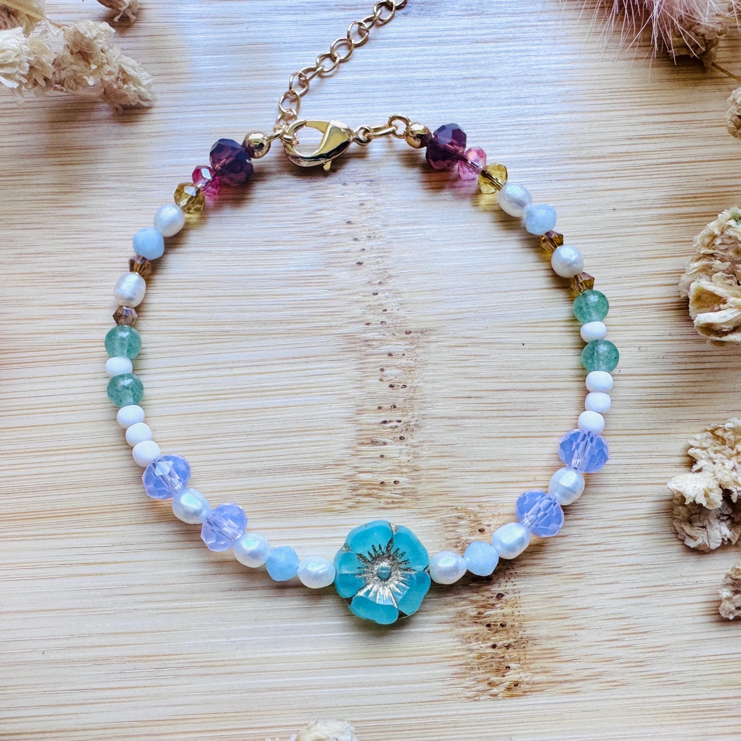 Beaded Bracelets for Women, Pearl Bracelet, Flower Bracelet, Fairycore Bracelet, Mothers Day Gift from Son, Coquette Gifts, Kawaii Gifts