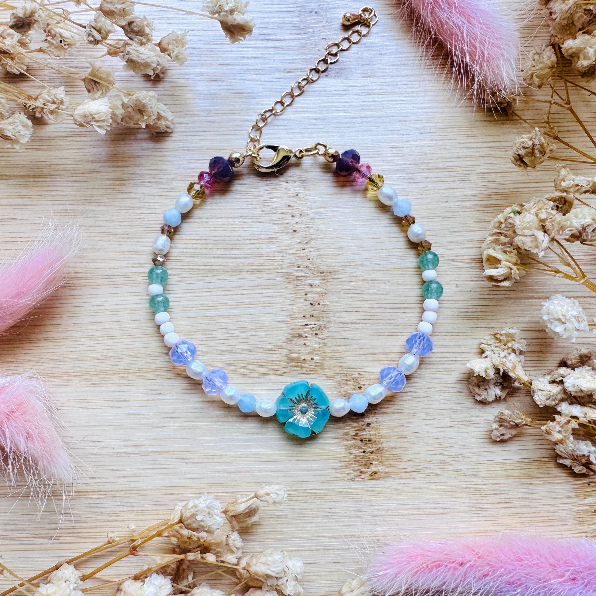 Beaded Bracelets for Women, Pearl Bracelet, Flower Bracelet, Fairycore Bracelet, Mothers Day Gift from Son, Coquette Gifts, Kawaii Gifts