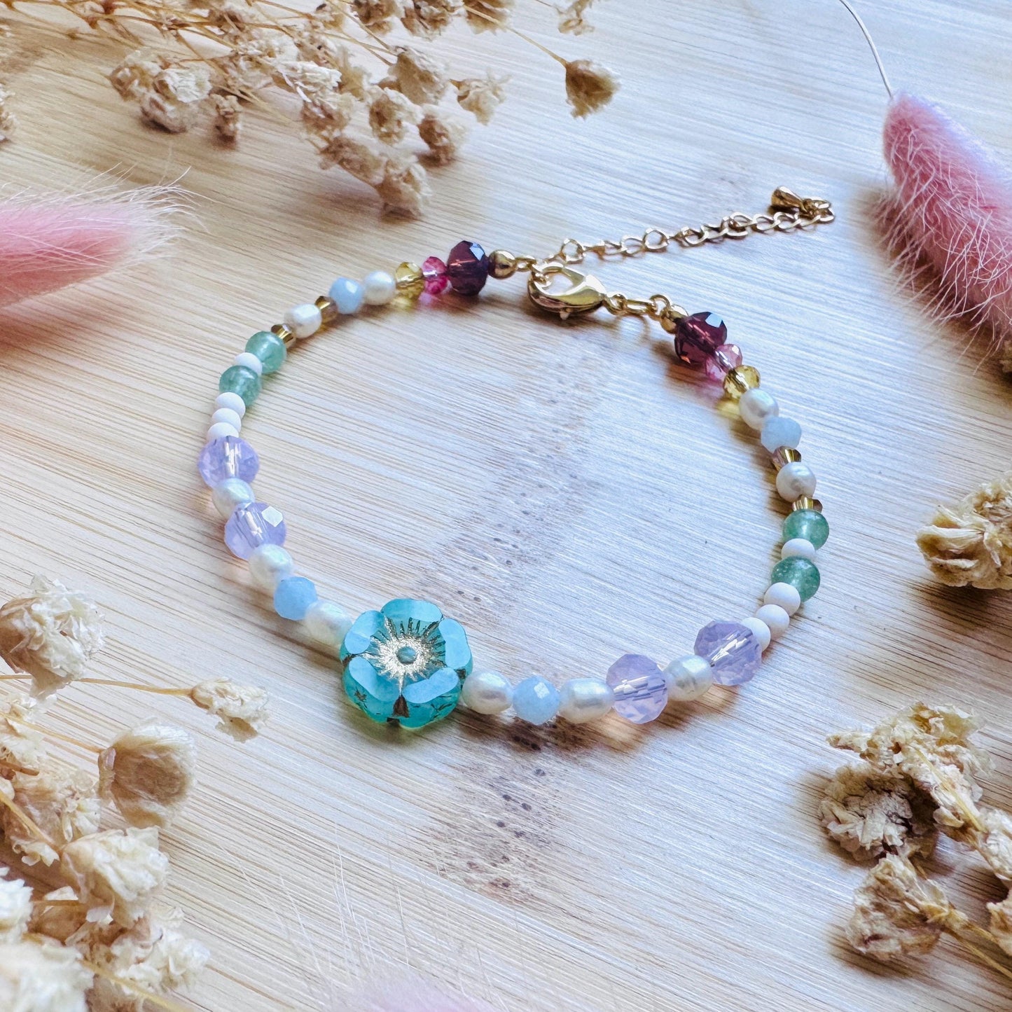 Beaded Bracelets for Women, Pearl Bracelet, Flower Bracelet, Fairycore Bracelet, Mothers Day Gift from Son, Coquette Gifts, Kawaii Gifts